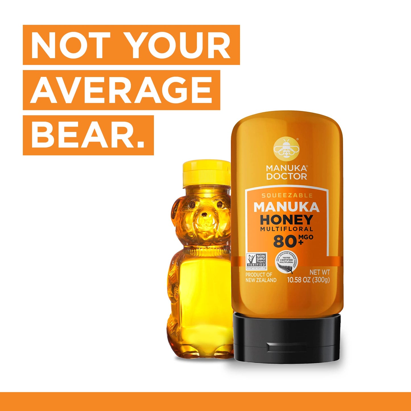 Manuka Doctor - MGO 80+ Squeezy Manuka Honey Multifloral, 100% Pure New Zealand Honey. Certified. Guaranteed. Raw. Non-GMO (10.58 oz) - Medaid International