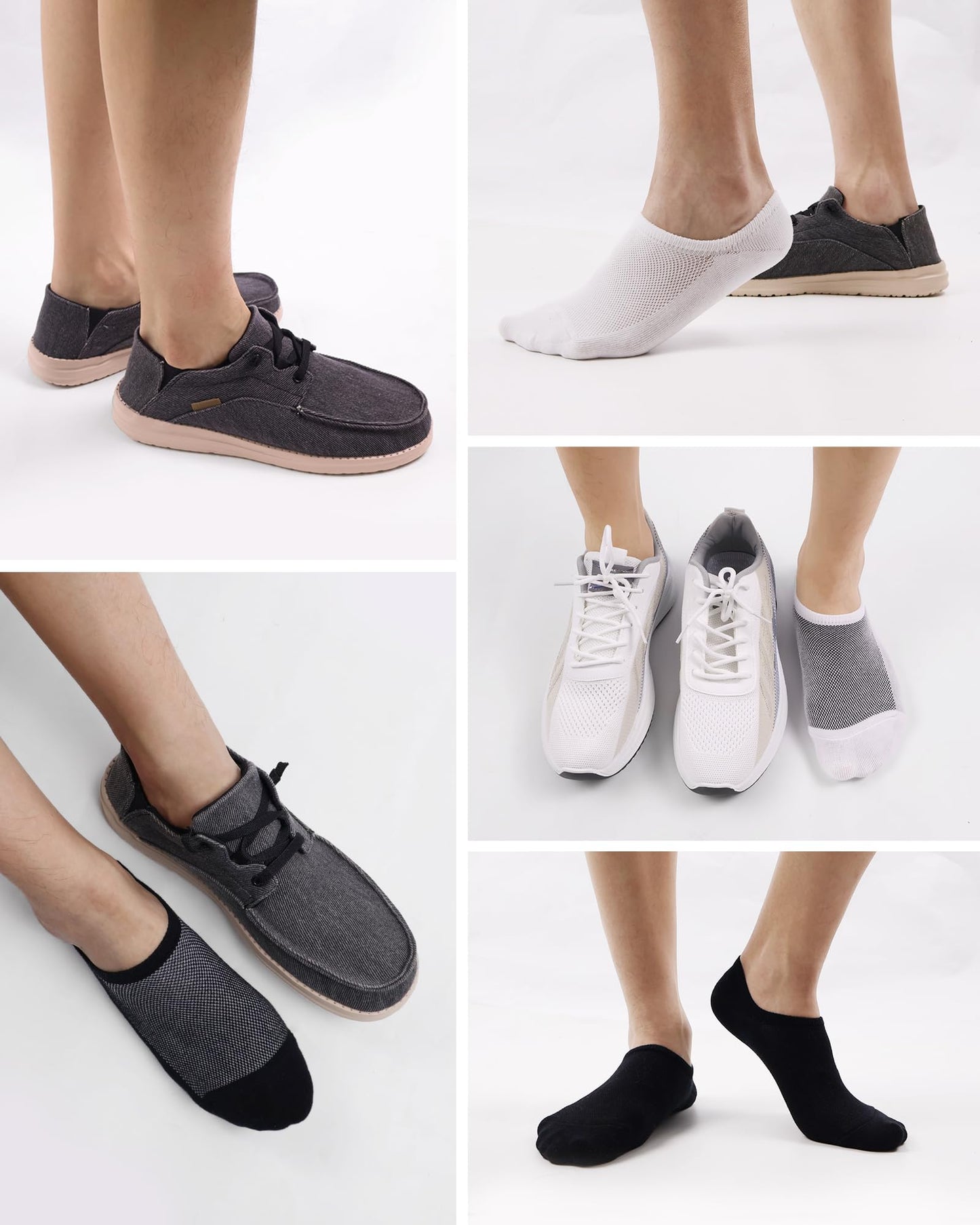 SIXDAYSOX No Show Socks for Men 8 pack Cotton Thin Low Cut Non Slip for Loafer Flats Sneakers (Anti Odor -8 Pure White, Shoe Size:12-15) - Medaid International