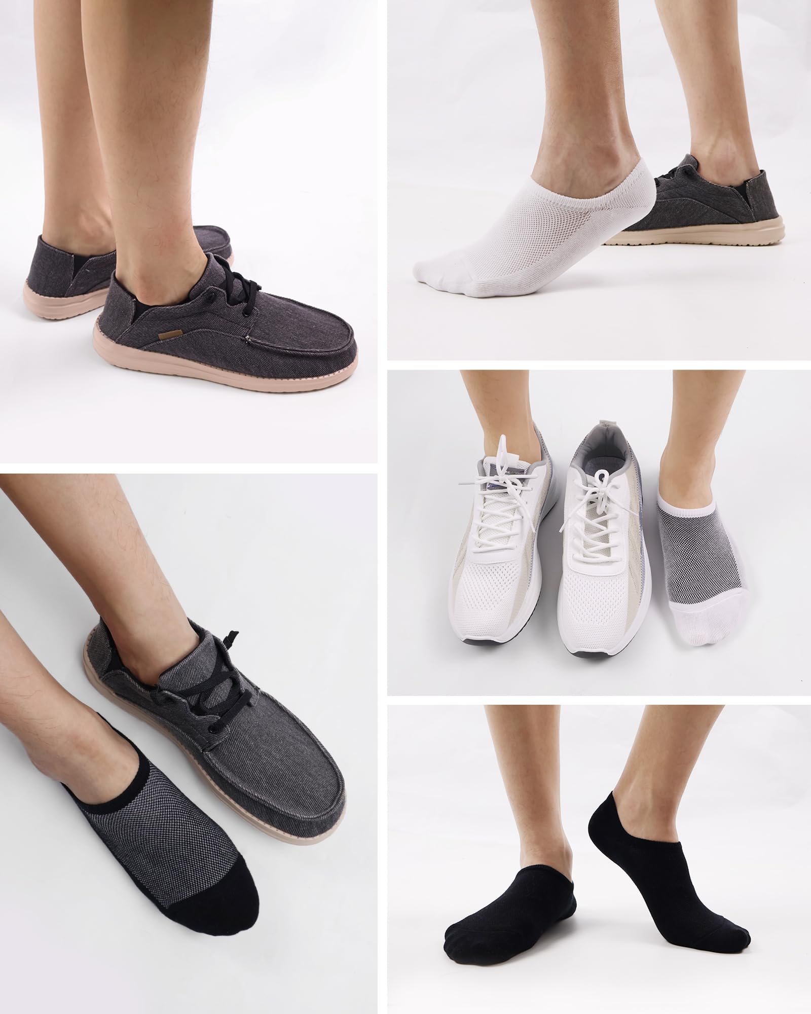 SIXDAYSOX No Show Socks for Men 8 pack Cotton Thin Low Cut Non Slip for Loafer Flats Sneakers (Anti Odor -8 Pure White, Shoe Size:12-15) - Medaid International