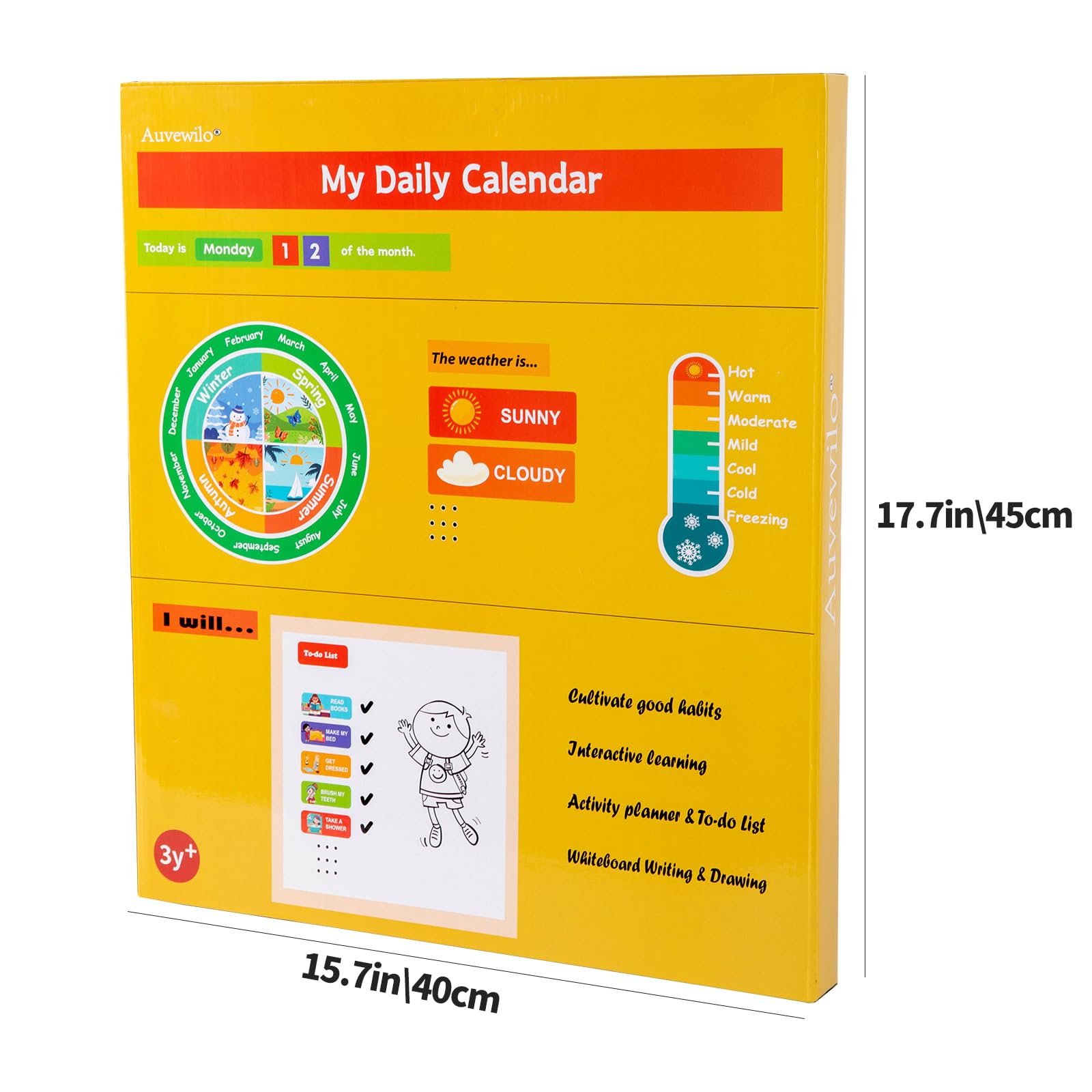 Interactive Wall Calendar for Kids, Magnetic Weather and Seasons Poster, Activity Planner for Boys and Girls - Medaid International