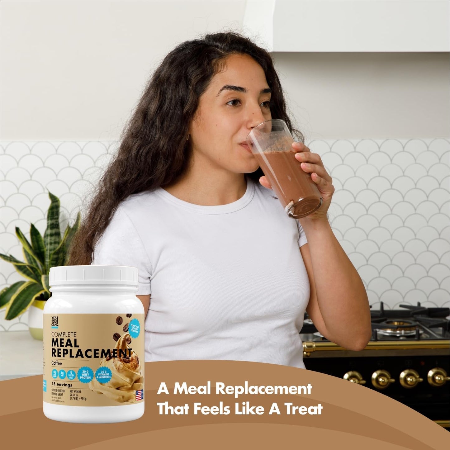 Yes You Can! Meal Replacement Shake - 20G Protein, 4G Fiber, 21 Vitamins & Minerals, 0G Added Sugar - Meal Replacement Protein Powder - Complete All-in-One Nutrition - 15 Servings (Coffee) - Medaid International