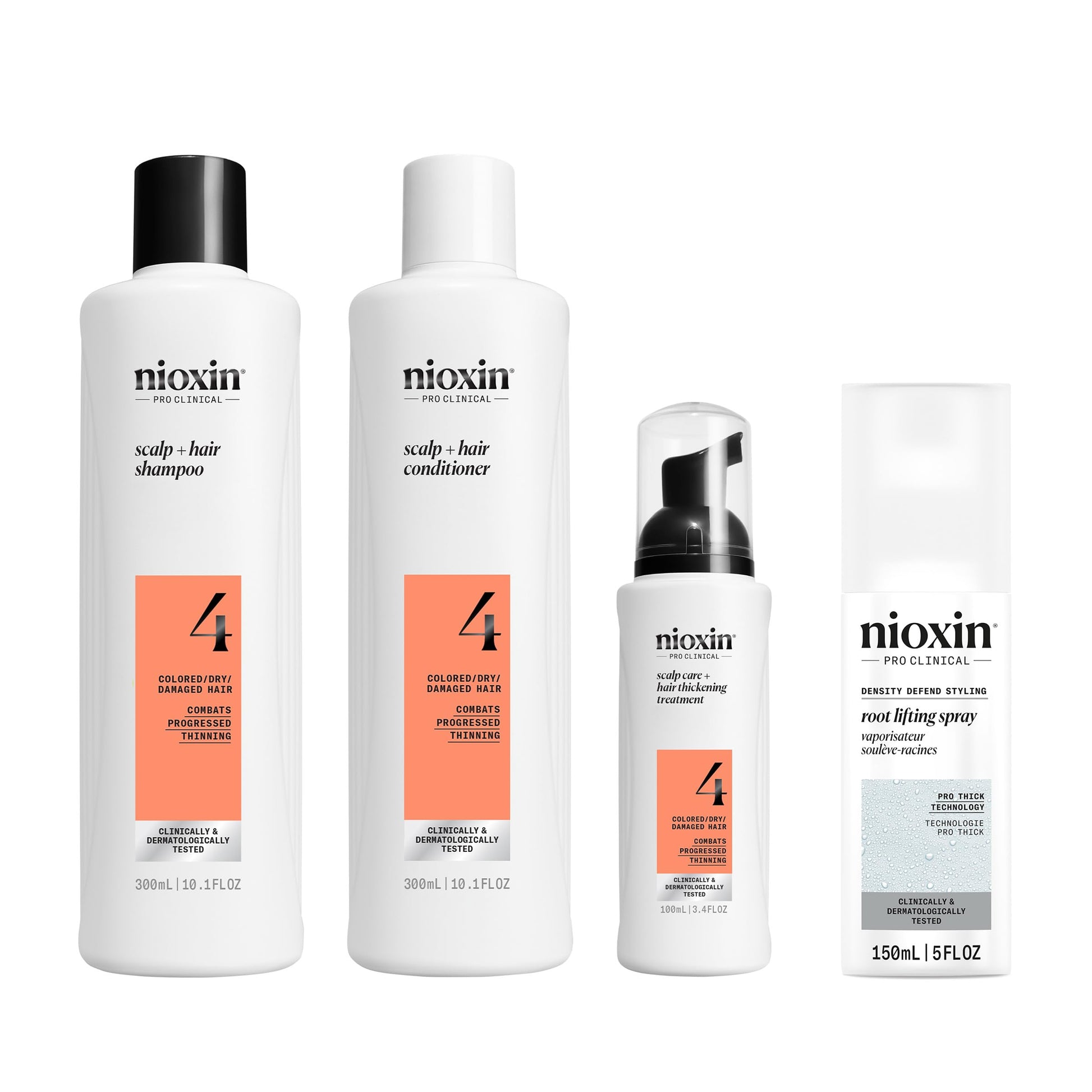 Nioxin System Kit 4 + Thickening Spray, For Color Treated Hair with Progressed Thinning, Full Size (3 Month Supply) - Medaid International