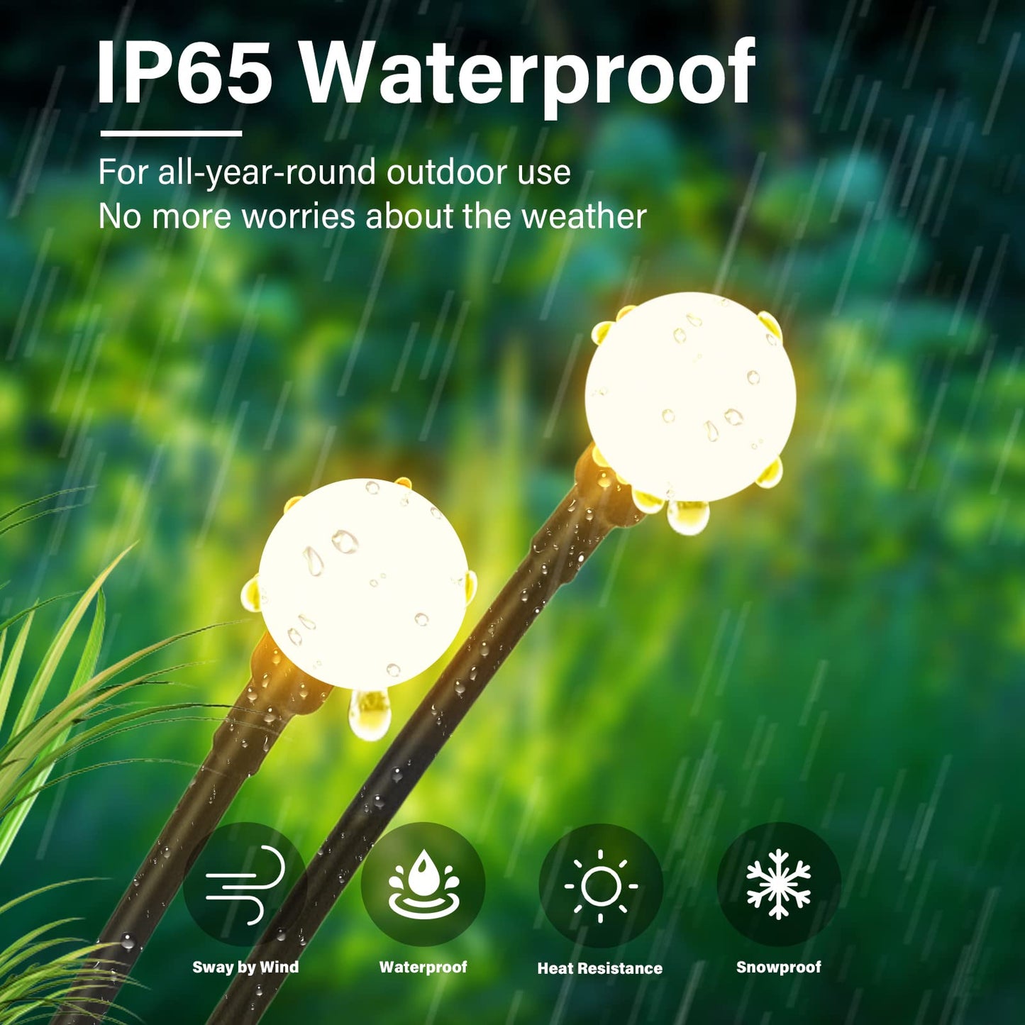Brightever Upgraded Solar Swaying Garden Lights, Firefly Landscape Stake Lights with Highly Flexible Copper Wire, 2 Packs - Medaid International
