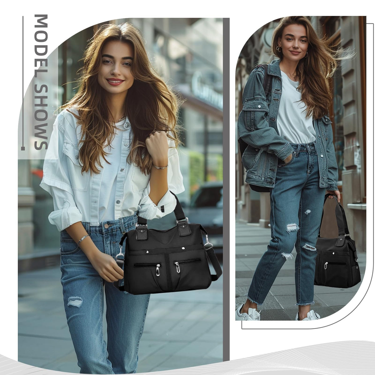 TERRIFI Tote Bag Crossbody Bags for Women - Nylon Purses with Multiple Pockets, Zipper Closure, Versatile Handbags and Satchel Bags, Lightweight and Durable, Ideal for Daily Use and Travel