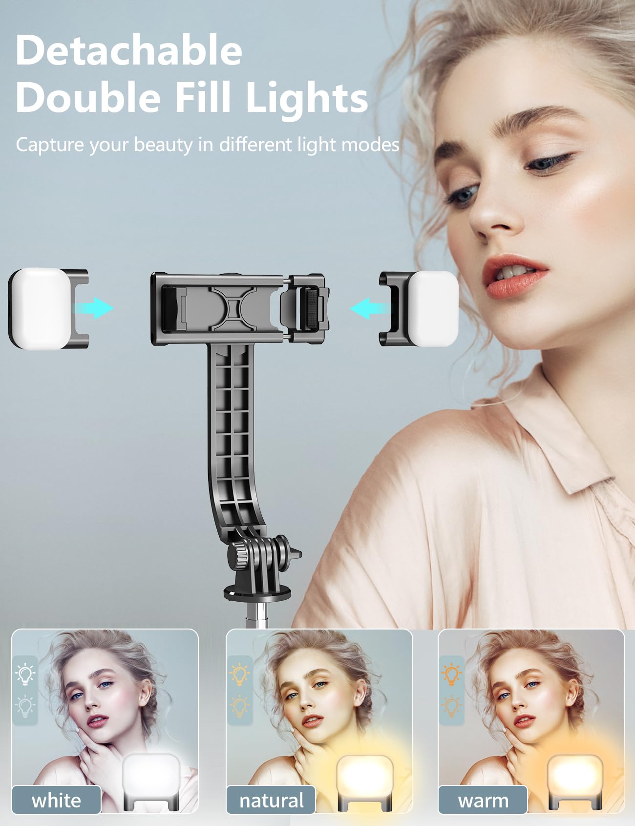 Selfie Stick Tripod with Light, 45'' Selfie Stick with Wireless Remote, Portable Phone Tripod Compatible with iPhone 16/15 Pro Max/15/14 Pro/14/13, Samsung S22/ S23 Ultra/Android Smartphone - Medaid International