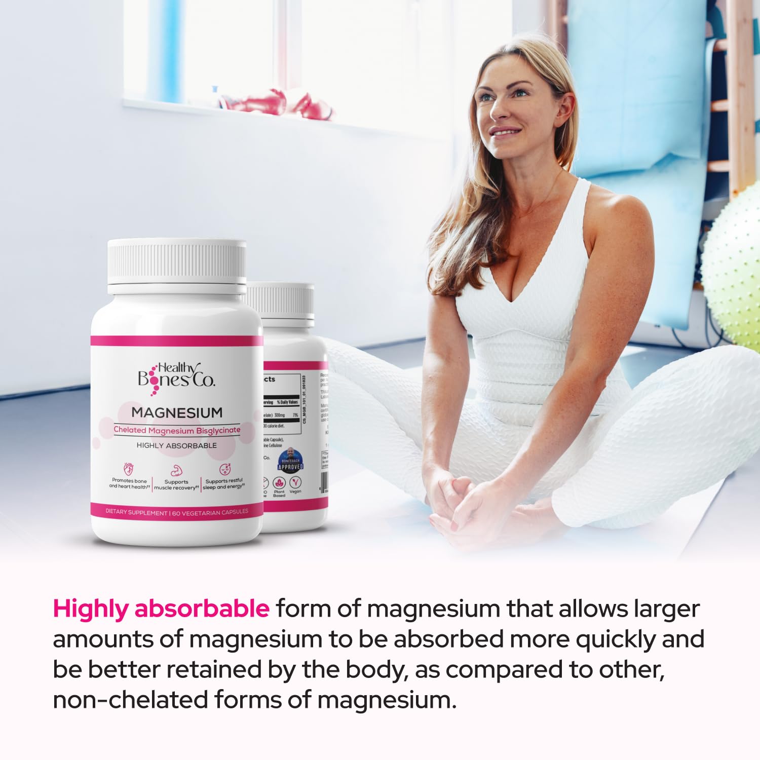 Chelated Magnesium Bisglycinate Capsules 300mg - Highly Absorbable Formula, Muscle Recovery & Sleep, Bone & Heart Support Supplement - Bisglicinato de Magnesio - Vegetarian Capsules, 1 Month Supply - Medaid International