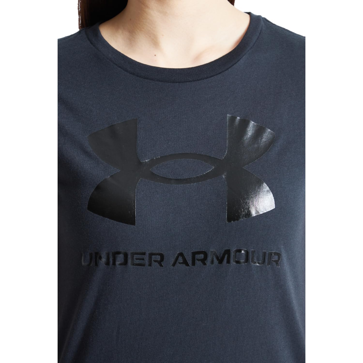 Under Armour Womens Live Sportstyle Graphic Short Sleeve Crew Neck T-Shirt , Black (002)/Black , Large - Medaid International