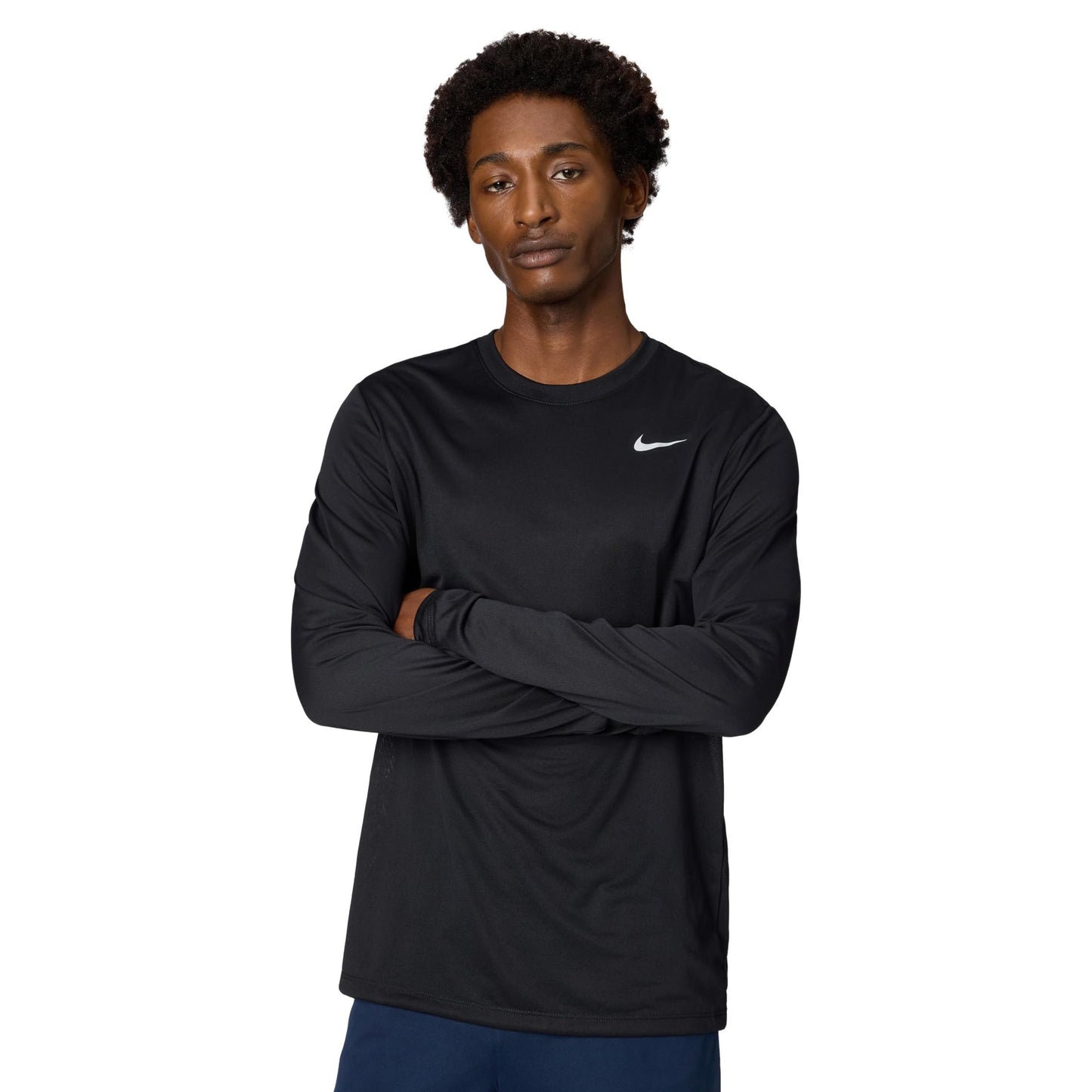 Nike Men's Dri-Fit Legend Long-Sleeve Fitness Top, Black/Matte Silver, Medium - Medaid International