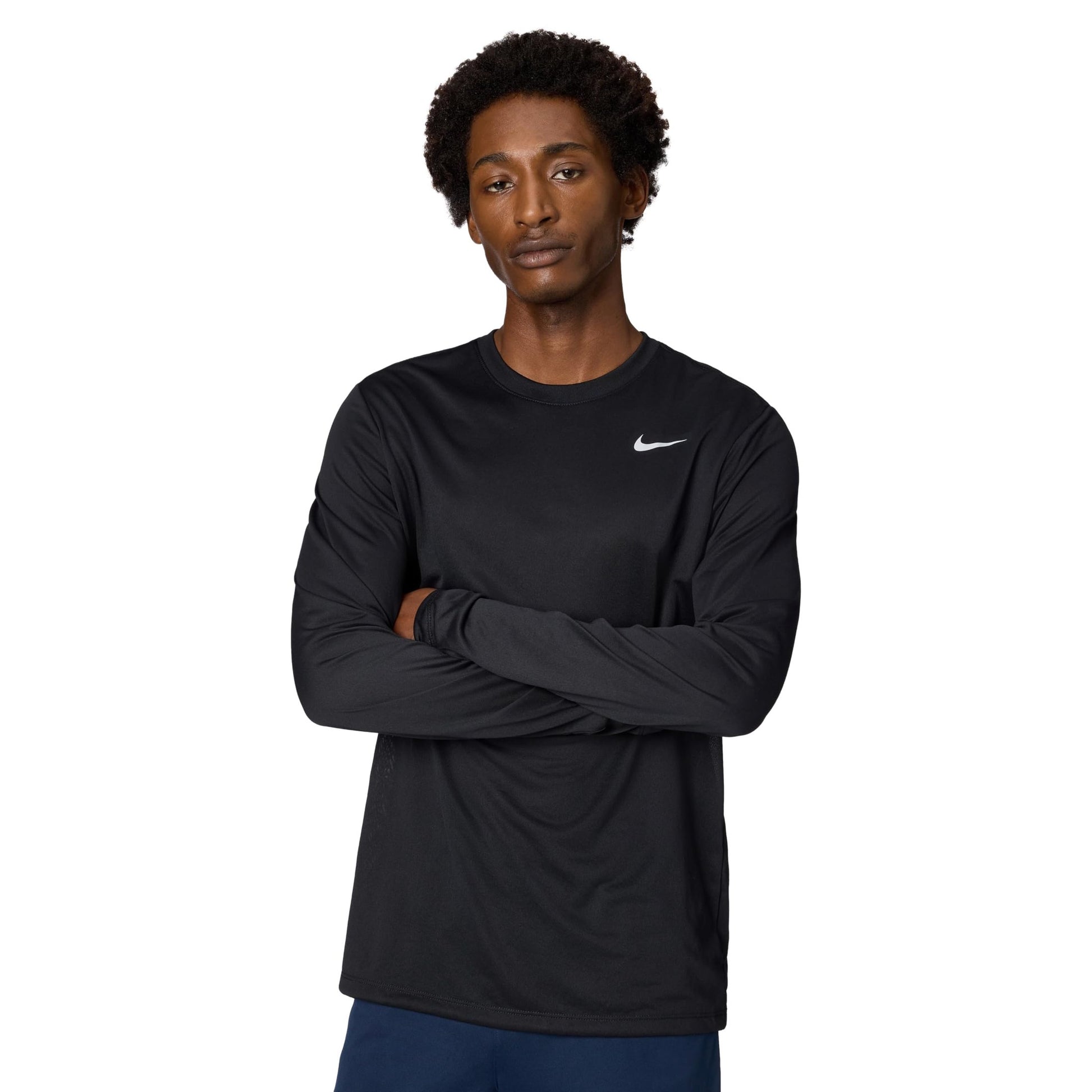 Nike Men's Dri-Fit Legend Long-Sleeve Fitness Top, Black/Matte Silver, Medium - Medaid International