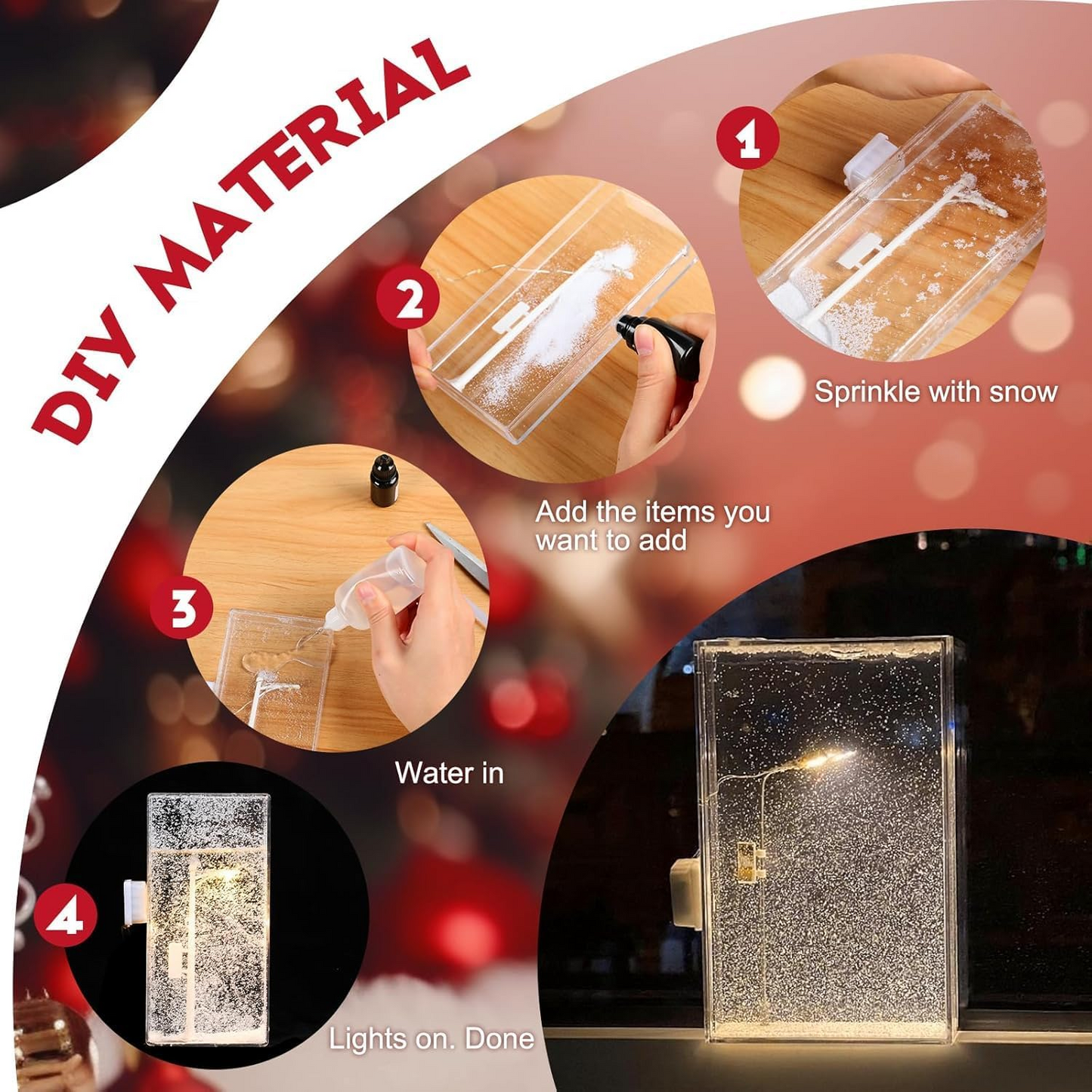 i Snow Tales Lamp, Snowy Night Street Lamp Christmas Snow Scene Light DIY Materials, Snow Globe Night Light - Medaid International