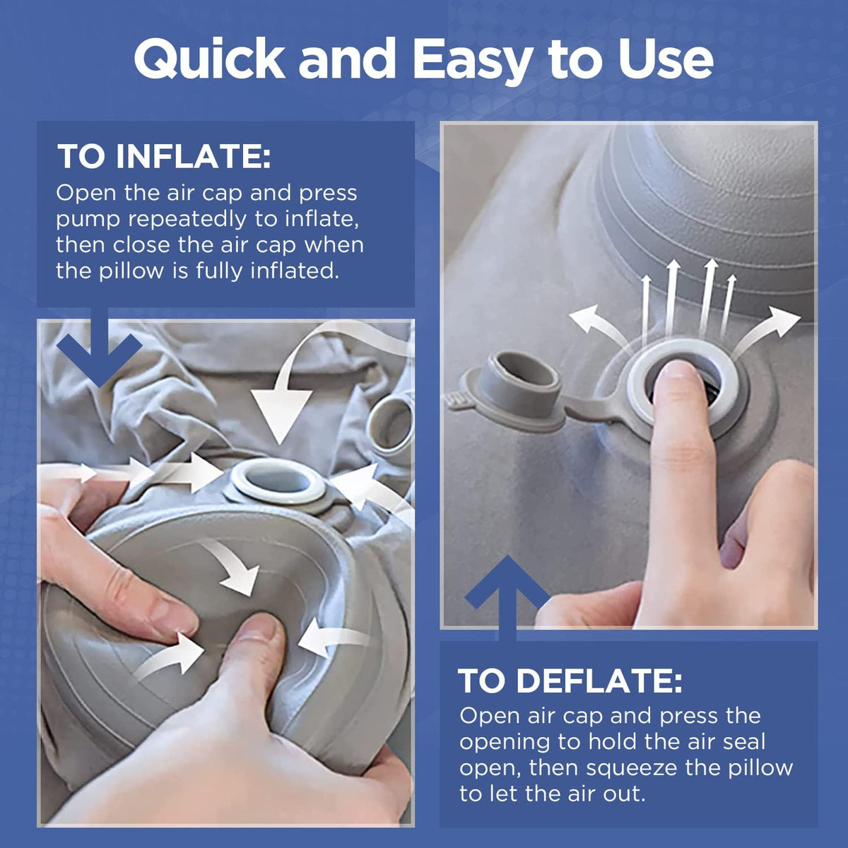 KASTWAVE Inflatable Foot Rest for Airplane, Car Seat Foot Rest for Kids Airplane Bed for Toddler, Blow up Plane Footrest Pillow, Foot Stool Relieves Swelling, with Integrated Inflating Buttons (Grey)
