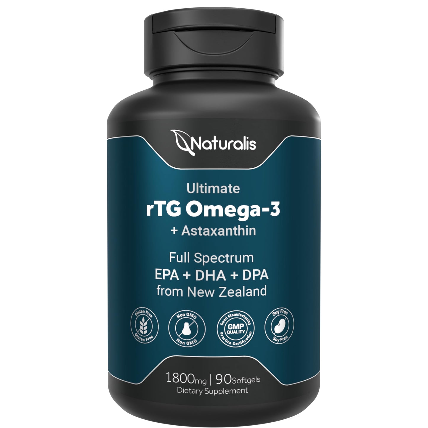 Naturalis Ultimate rTG Omega 3 Fish Oil 1800mg from Wild New Zealand Tuna - Full Spectrum Omega3s EPA, DHA & DPA - Sustainably Sourced, Non-GMO, Gluten Free - 90 Softgels - Medaid International