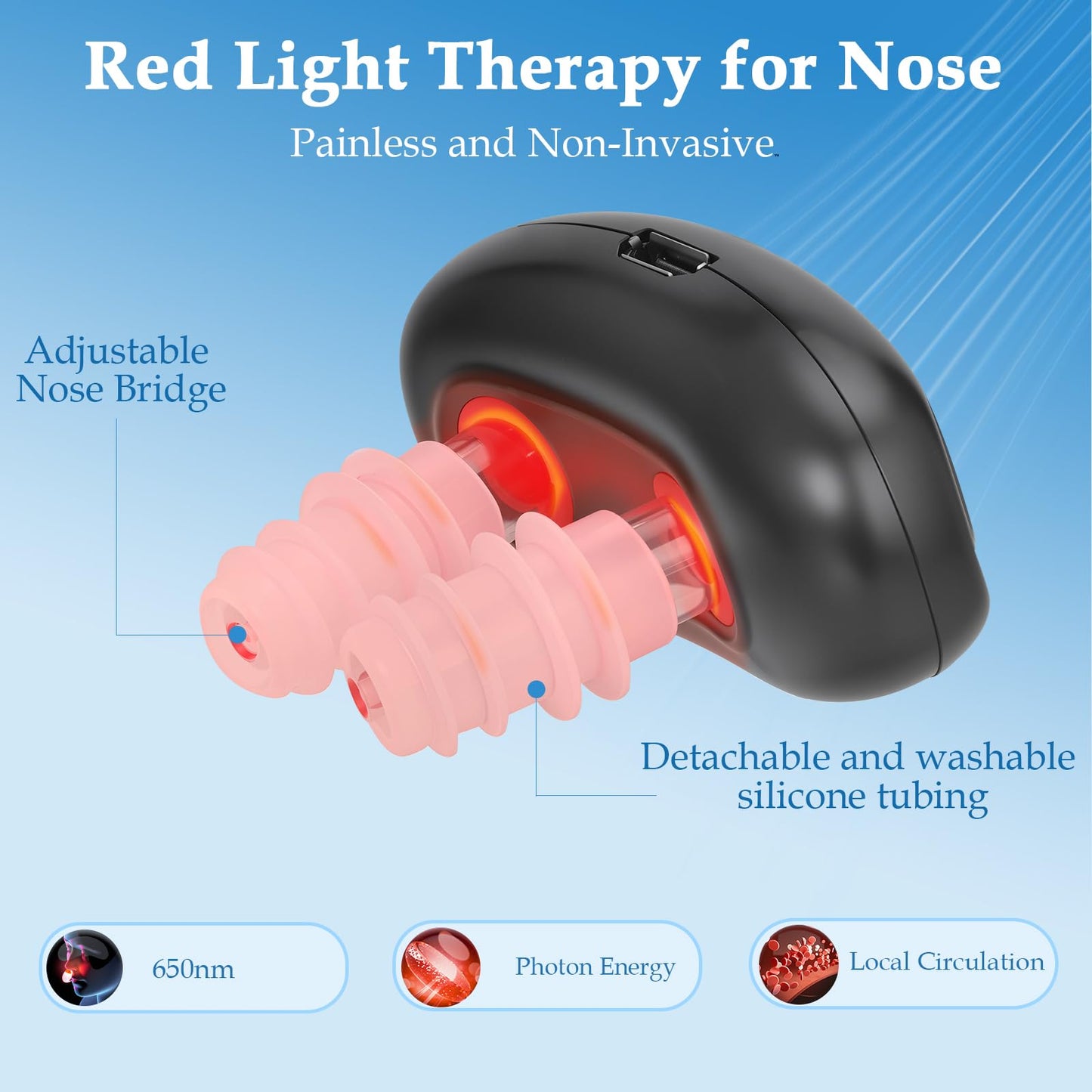 Red Light Nasal Therapy Device, Portable RespiRelief Red Light Therapy Instrument for Nose, Respi-Relief Nasal Soothing Device - Medaid International