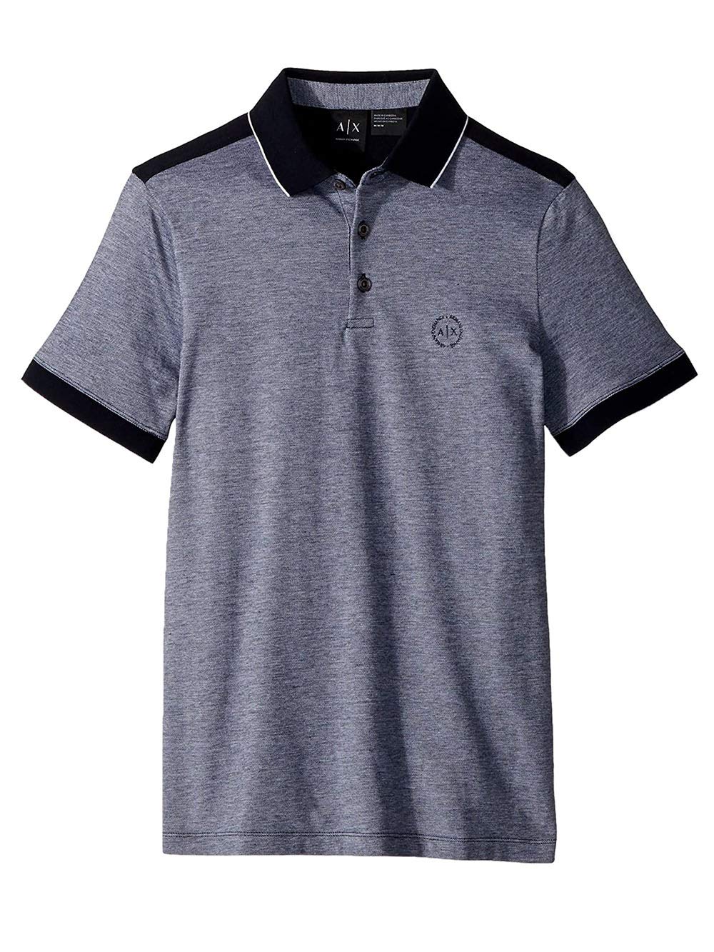 A|X ARMANI EXCHANGE mens With Stripes Polo Shirt, Navy, XX-Large US - Medaid International