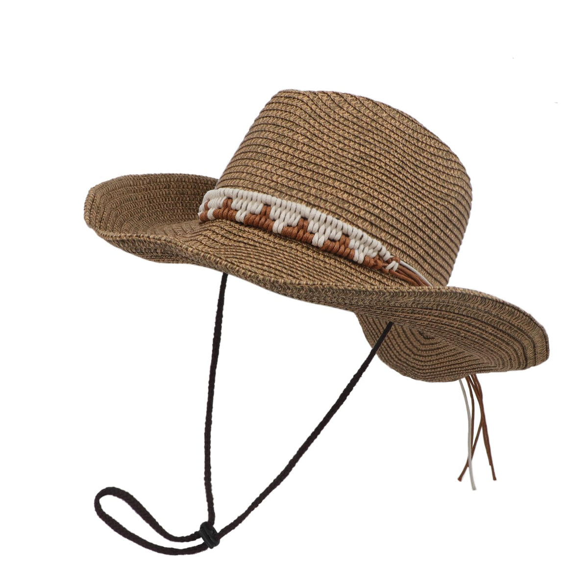 KASTWAVE Classic Cowboy Hat for Men and Women - Adjustable Fit, Western Style with Metal Decoration, Wide Brim for UV Protection, Suitable for Outdoor Adventures & Gift Giving (57-58cm)