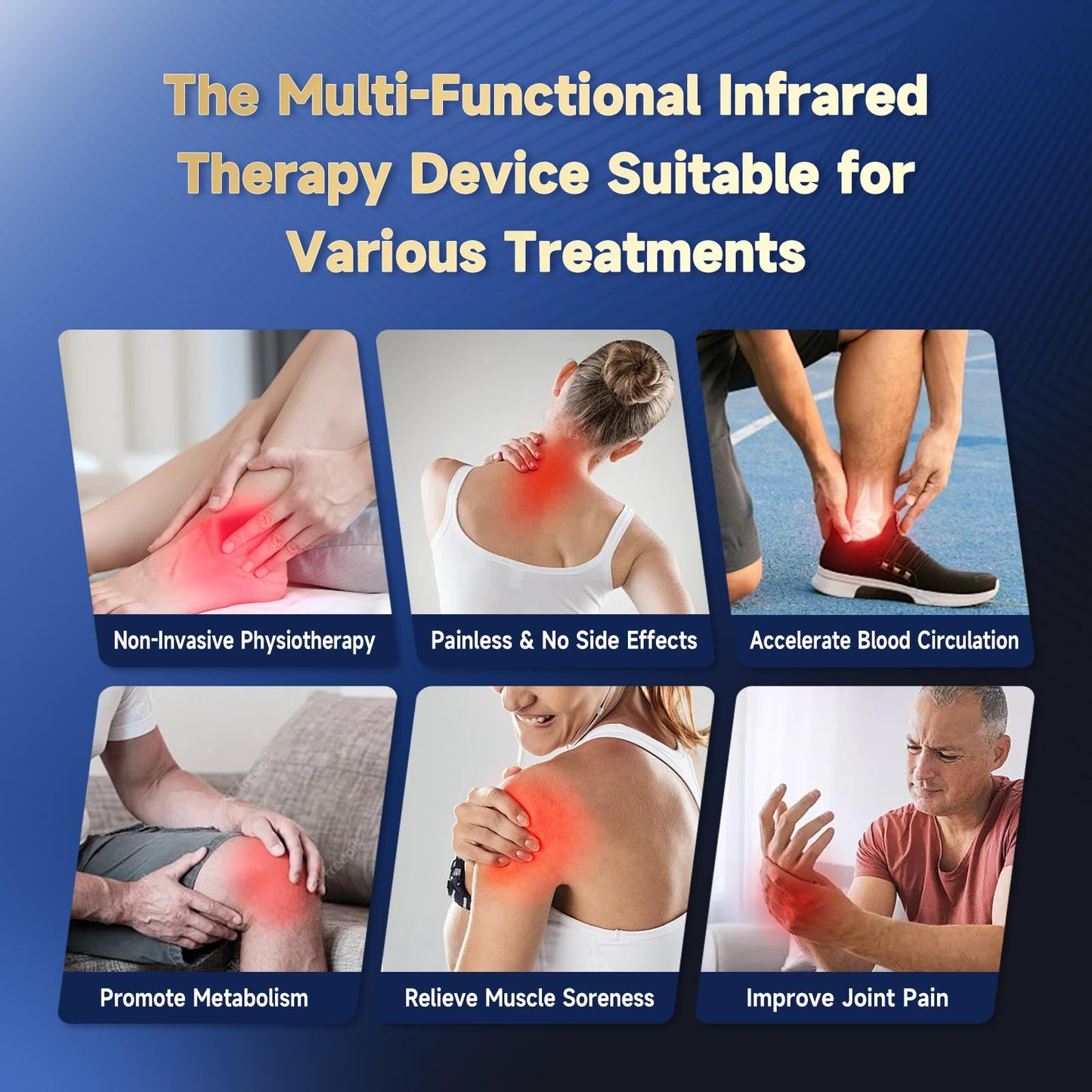 Infrared Red Light Therapy for Pet, Ariysah Cold Laser Therapy Device with Magnetic Cover, Home Handheld Light Therapy Device, Suitable for Body Pain Relief, Gifts for the Elderly(3*808nm+13*650nm) - Medaid International
