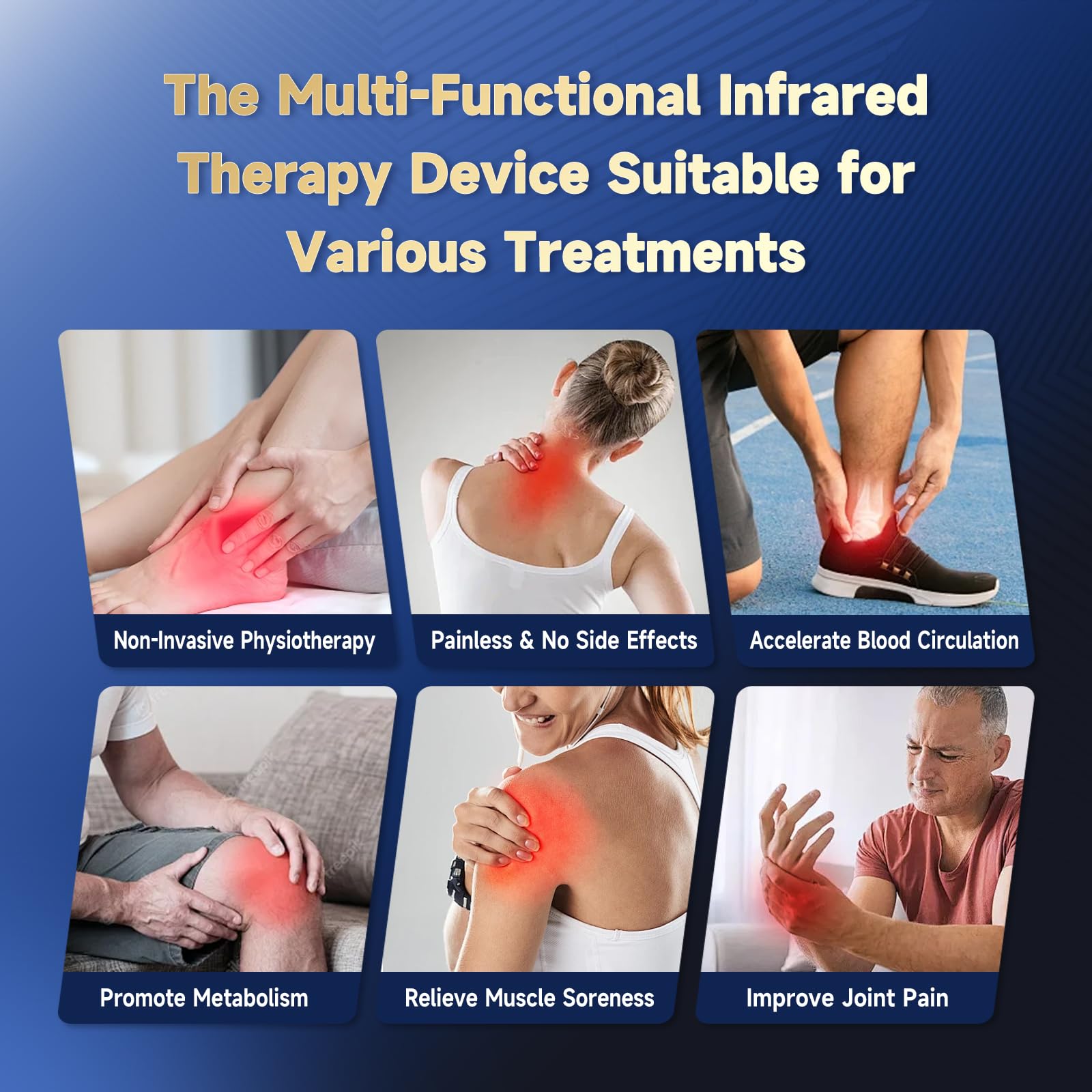 Infrared Red Light Therapy for Pet, Ariysah Cold Laser Therapy Device with Magnetic Cover, Home Handheld Light Therapy Device, Suitable for Body Pain Relief, Gifts for the Elderly(3*808nm+13*650nm) - Medaid International