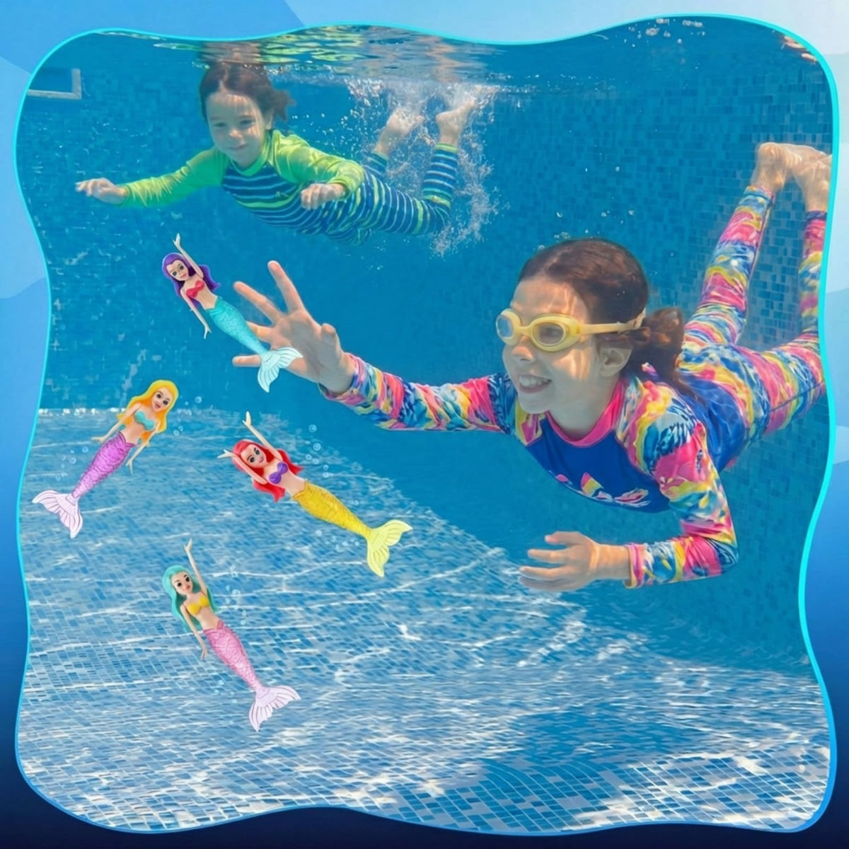 Mermaid Dive Bath Toys 4 Pieces, Colorful Pool & Swimming Toys for Boys, Girls, Teens, Adults, Classic Style Water Play Toys for Bathtub, Beach, and Pool Games