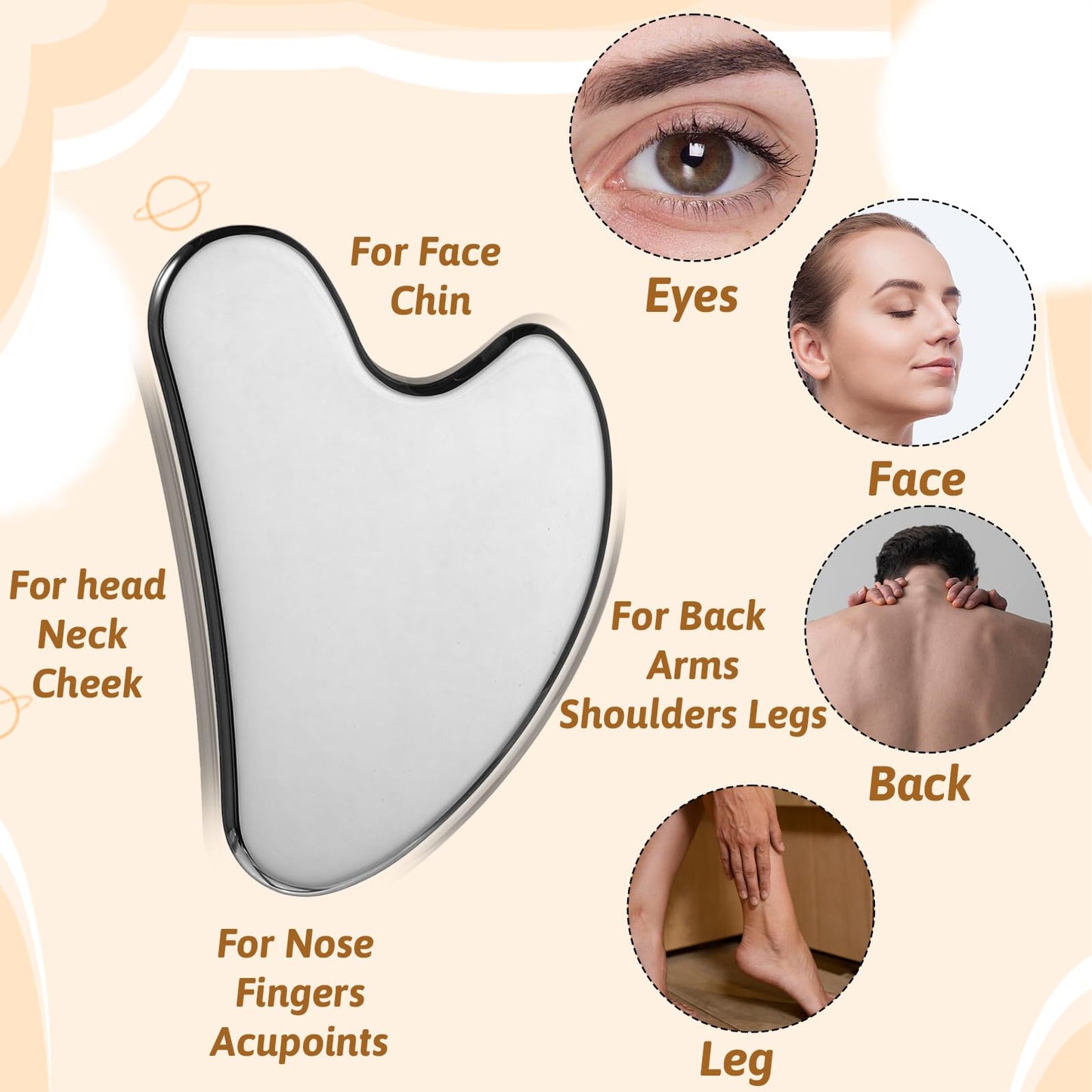 QFGasre 2 Pcs Stainless Steel Gua Sha Face Tools Metal Silver Guasha for Self Care Manual Massage Tool for Face and Body Treatment Back Muscles Pain Relief Puffiness Reducing Gift for Men Women - Medaid International