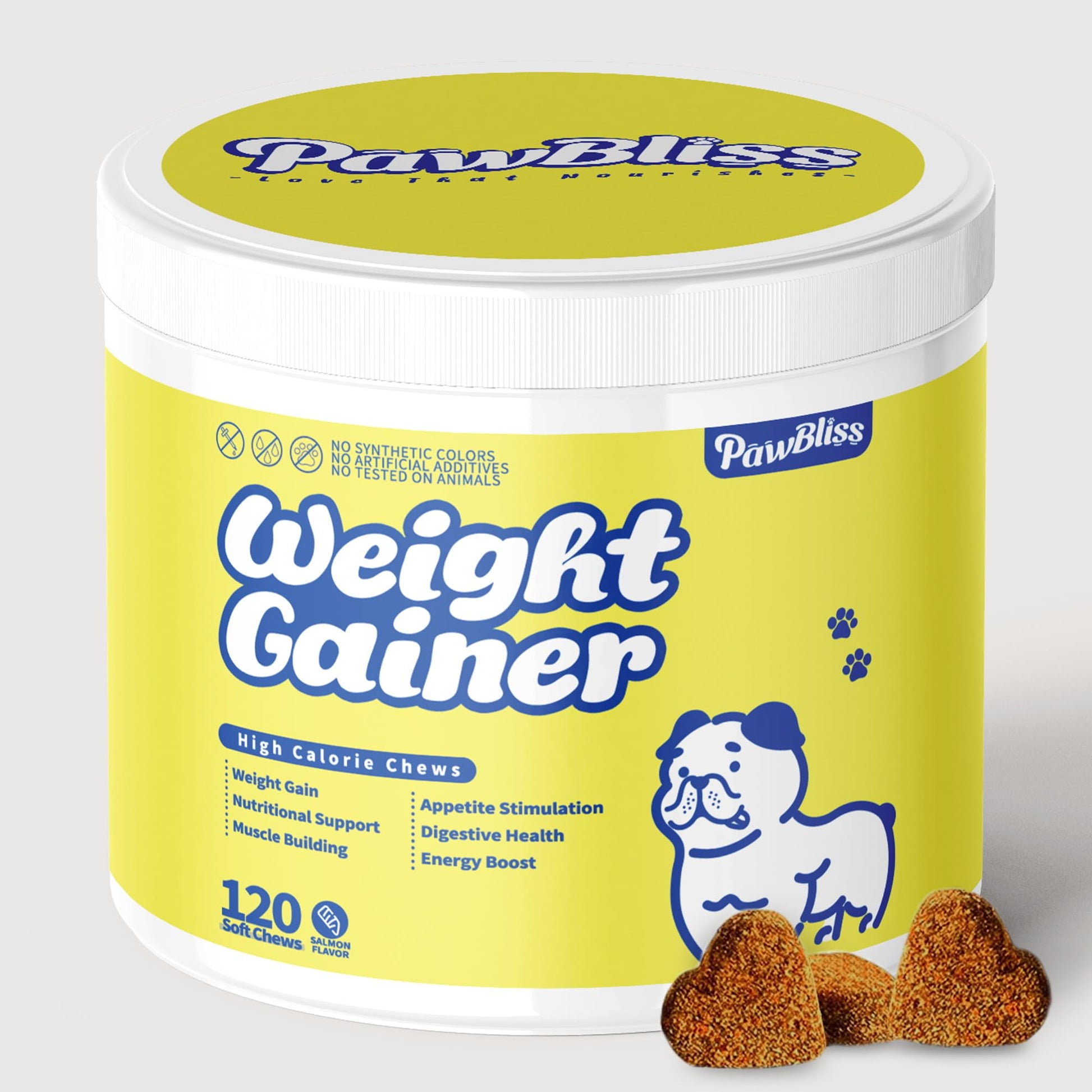 Dog Weight Gainer High Calorie Soft Chews – Muscle Gain Supplement for Dogs – Whey Protein, Omega-3, Amino Acids & Vitamins – Weight Gain Support for Puppies, Adults & Senior Dogs – 120 Soft Chews - Medaid International