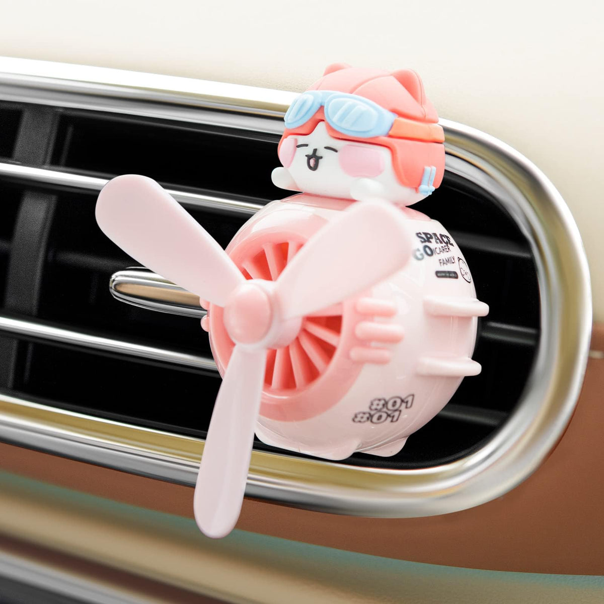 KASTWAVE Car Air Freshener - Cartoon Pilot Design, Vent Clip, Cologne Scent, Pink, Auto Interior Decor Accessory