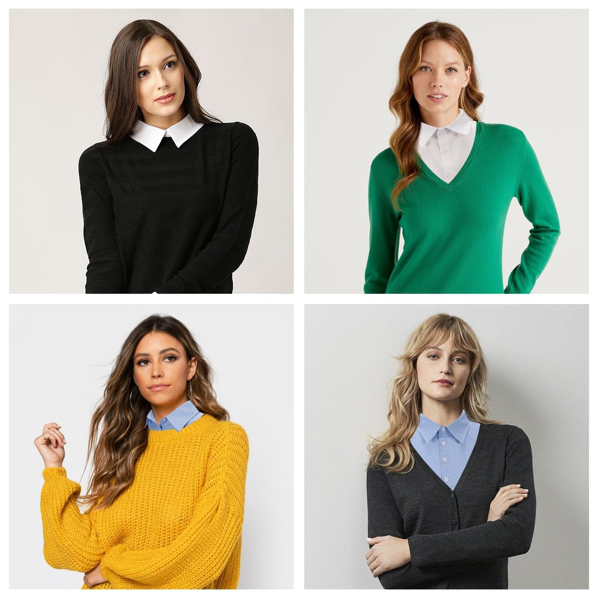3 Pack Fake Collars, KASTWAVE White Detachable Turtleneck Dickey Collar Black Half Shirts False Top Mock Blouse Ladys Shirt Joker Decorative Cuff Cotton Choker Tie Lapel Point