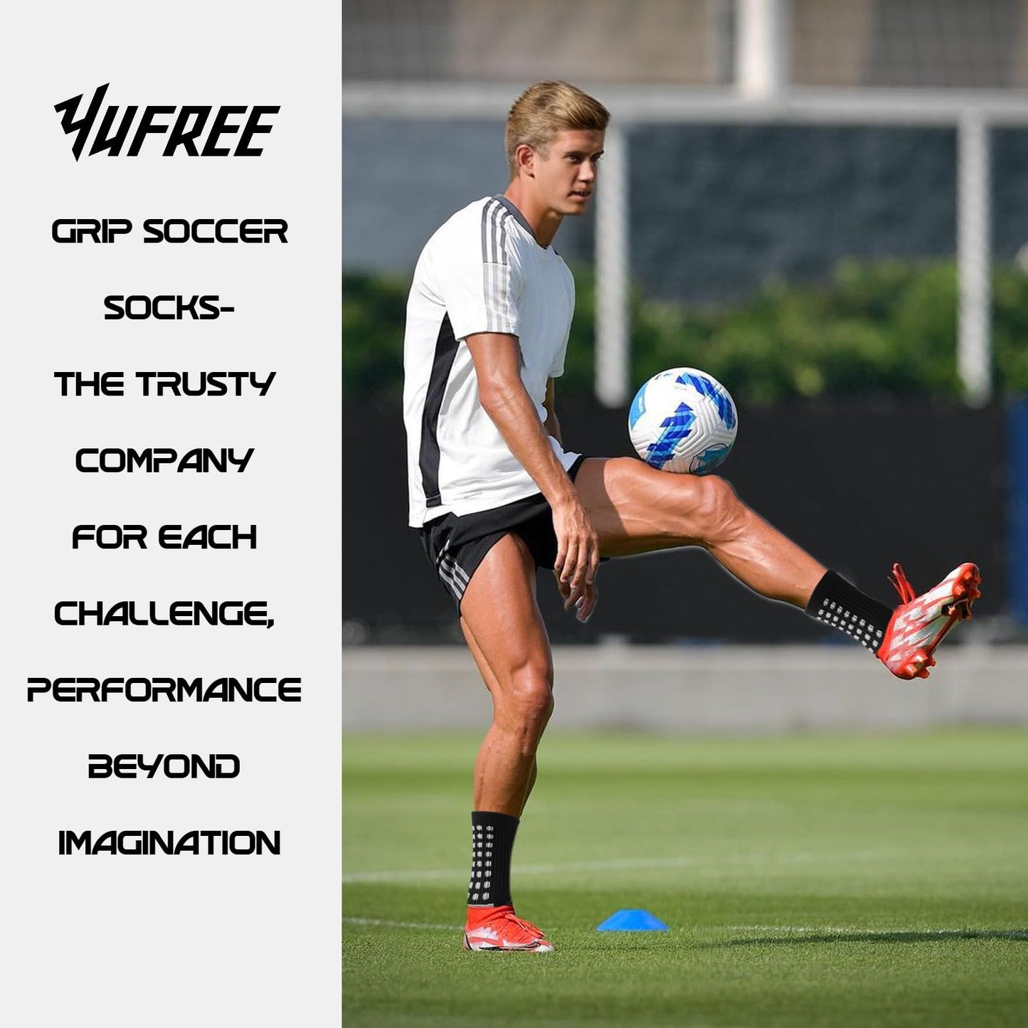 Yufree 4 Pairs Mens Grip Soccer Socks Non Slip Grippy Women Socks for Football Basketball Sports - Medaid International