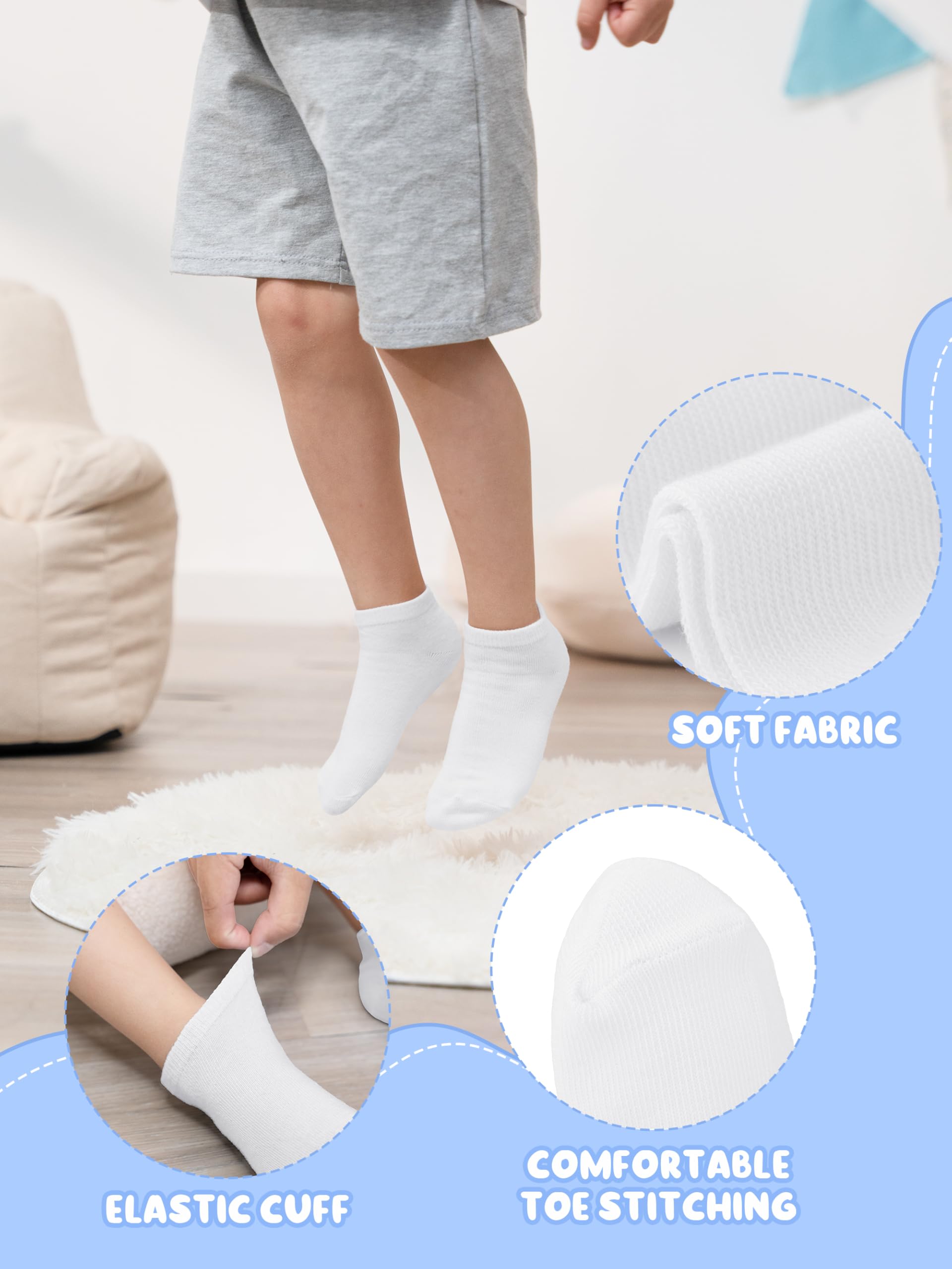 Cooraby 15 Pack Kids' Half Cushion Low Cut Athletic Ankle Socks Boys Girls Ankle Socks (2-4 Years, White) - Medaid International