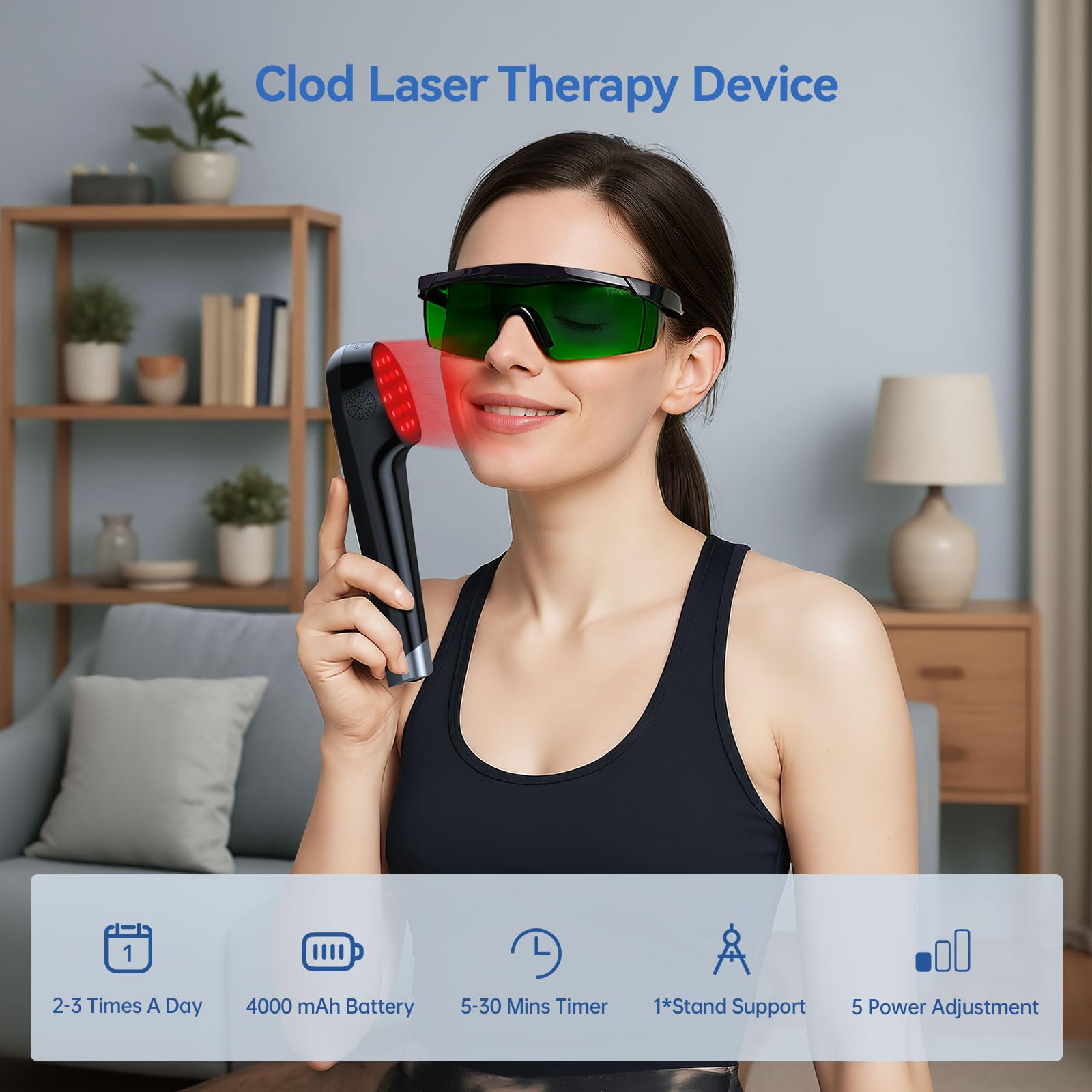 Handheld Red Light Therapy Device with Stand, Near Infrared Light Therapy Device with Pulse Mode, Cold Laser Therapy Device for Joints and Muscle Pain (4 * 808nm + 14 * 650nm） - Medaid International