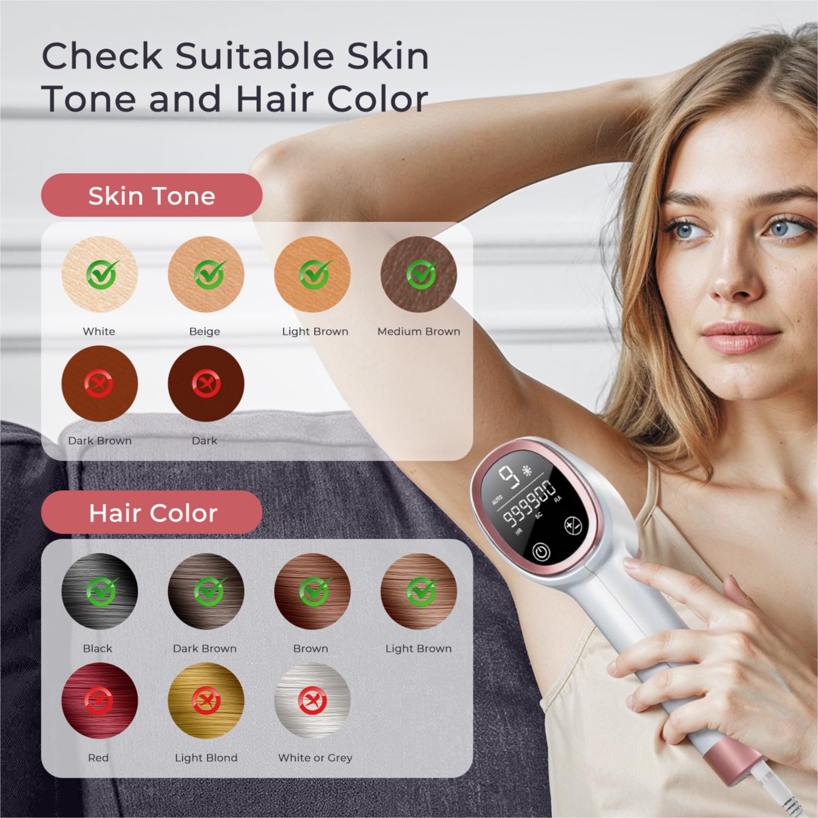 Laser Hair Removal for Women and Men, IPL with Ice-Cooling System for Nearly Painless And Long-Lasting Result At-Home Permanent Hair Removal Device 999999 Flashes for Whole Body Use - Medaid International