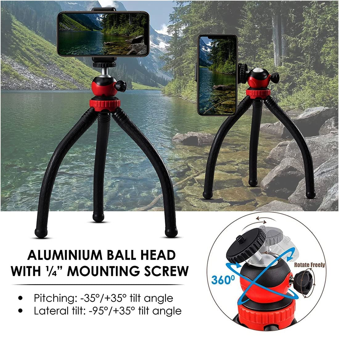 Flexible Octopus Tripod for Phone & Camera – Mini Tripod Travel Stand with Phone Clip Mount - Medaid International