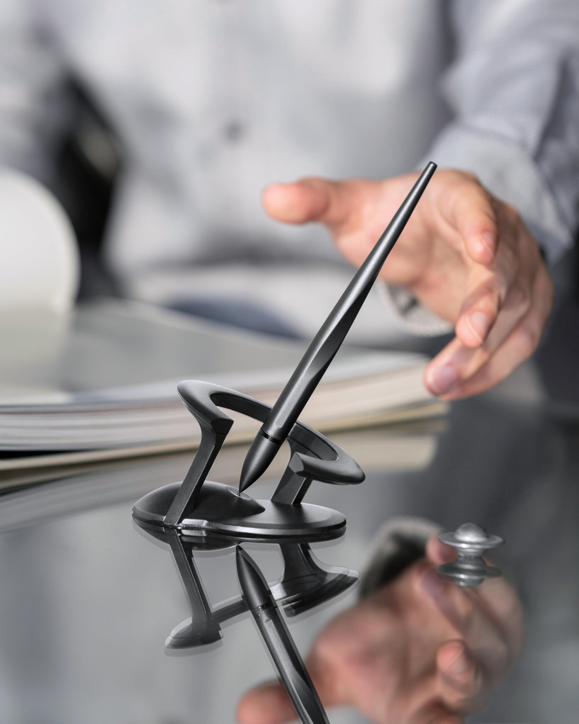 novium Hoverpen Interstellar - Space Black, Ballpoint Pen, Unique Conversational Starter, Premium Futuristic Design, Precision Flow Ink, Schmidt Ballpoint Cartridges - Medaid International