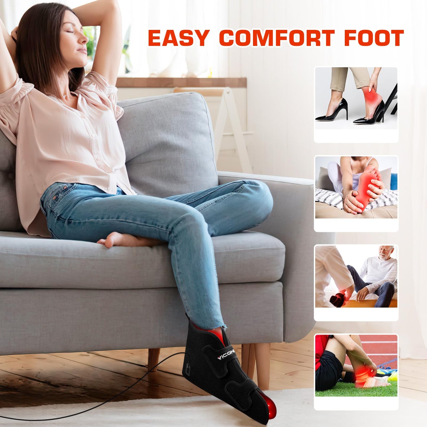 Viconor Red Infrared Light Therapy for Feet, Red Light Therapy Shoe Led Near Infrared Light Boots - Medaid International