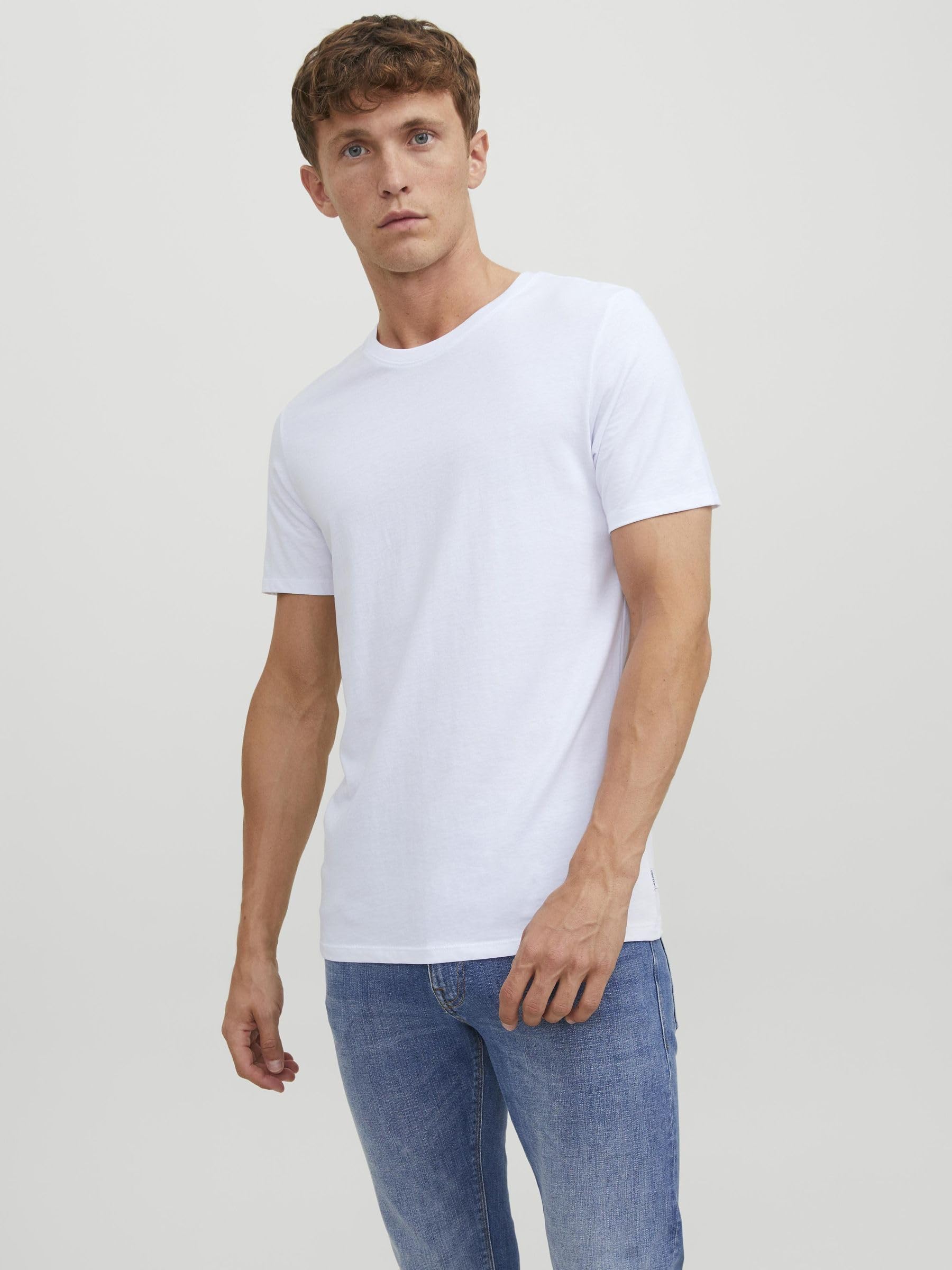 Jack & Jones Mens 2 Pack Crew Neck Cotton T-Shirts White X-Large - Medaid International