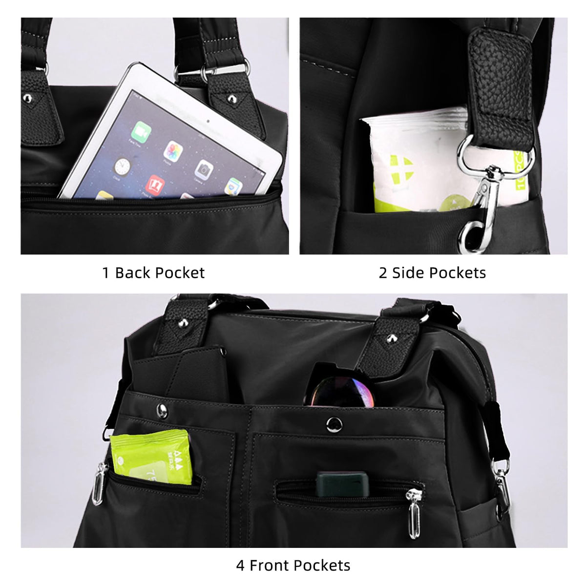 TERRIFI Tote Bag Crossbody Bags for Women - Nylon Purses with Multiple Pockets, Zipper Closure, Versatile Handbags and Satchel Bags, Lightweight and Durable, Ideal for Daily Use and Travel