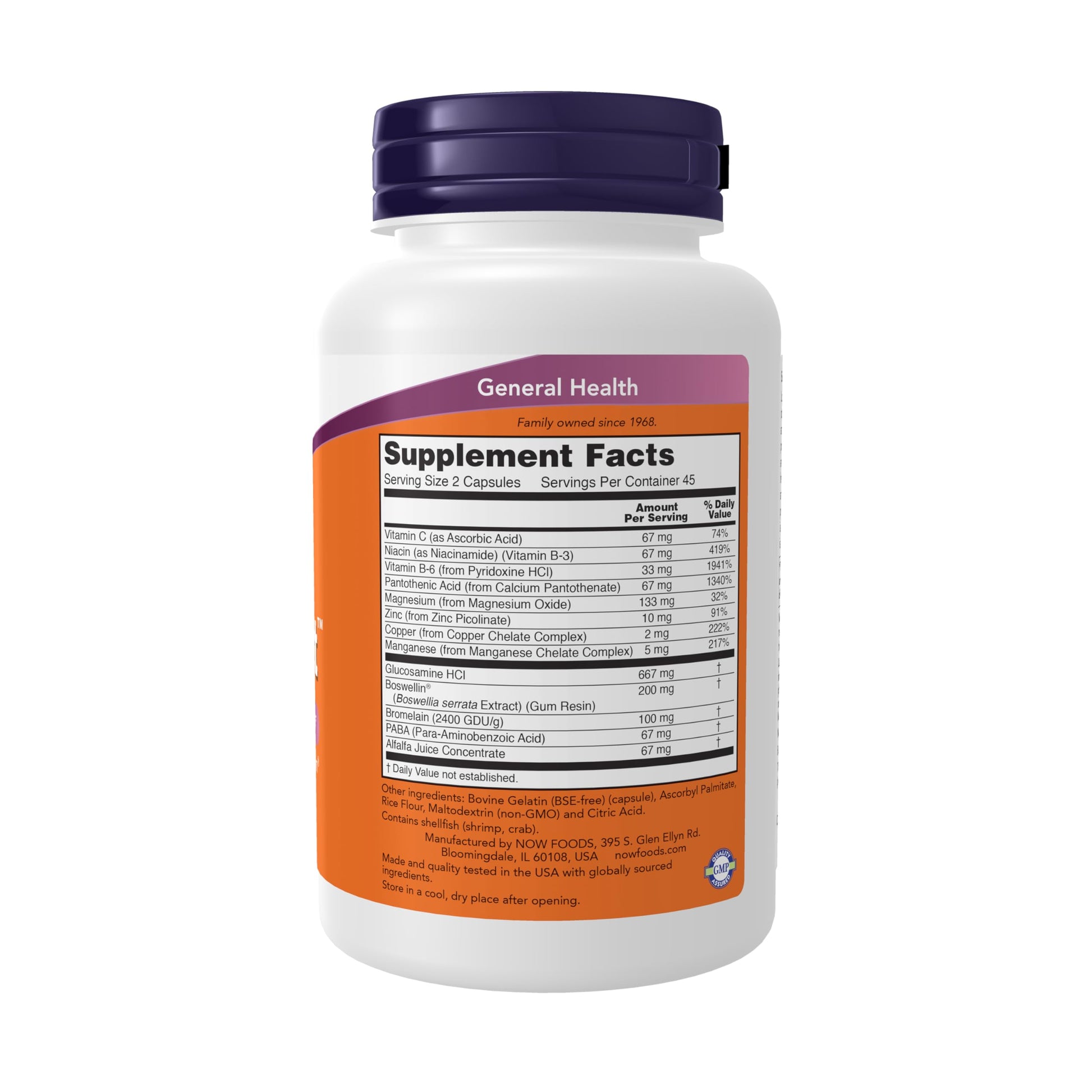 NOW Foods Supplements, Joint Support™ with Glucosamine, Boswellin® and Sea Cucumber, 90 Capsules - Medaid International