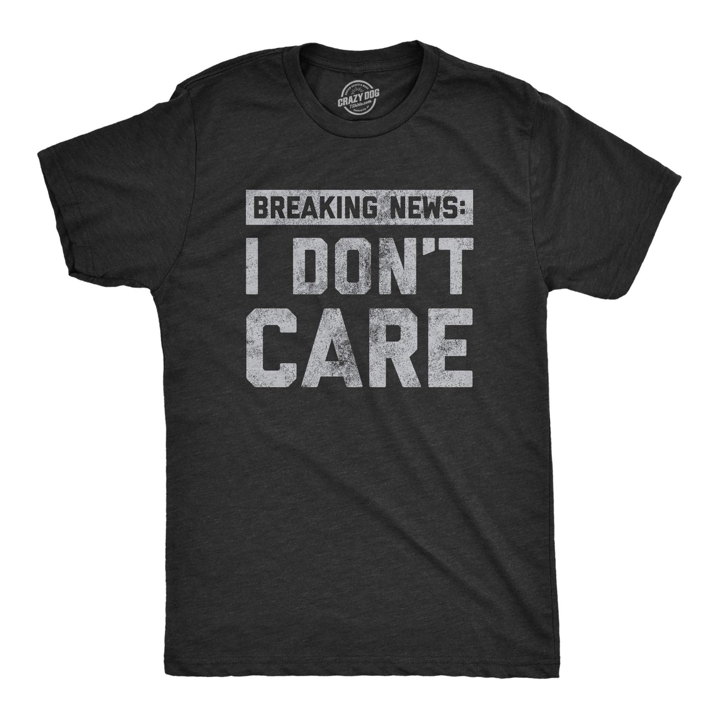 Mens Breaking News I Don't Care T Shirt Funny Sarcastic Graphic Novelty Tee Funny T Shirts Cool Introvert Short Sleeve Novelty Tees for Guys Black L - Medaid International