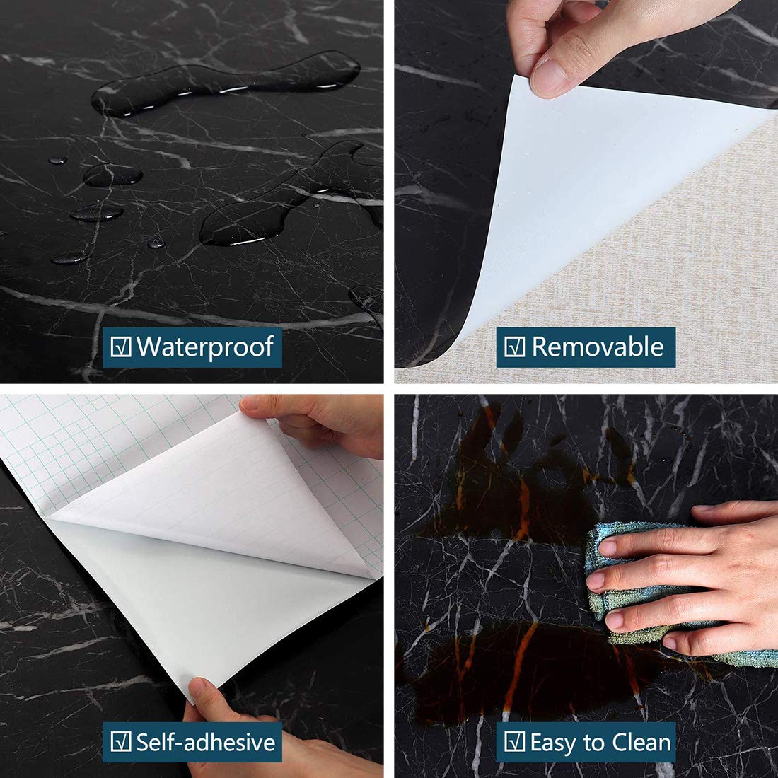 Tinkei 197'' x 16'' Marble Contact Paper, Self-Adhesive Wallpaper Countertop Granite Gray/White Roll Peel & Stick Wallpaper Waterproof PVC Removable - Medaid International