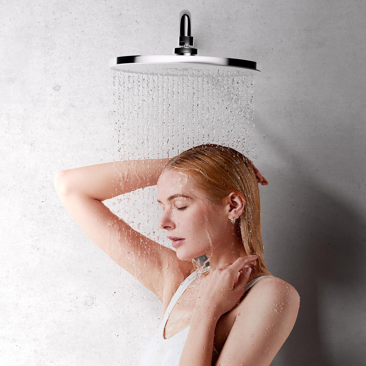 JOMOO Rain Shower Head, 9 inch High Pressure Rainfall Showerhead, Ultra-Thin Design Automatic Descaling Rainfall Fixed Shower Head with Silicone Nozzle (228mm, Chrome)