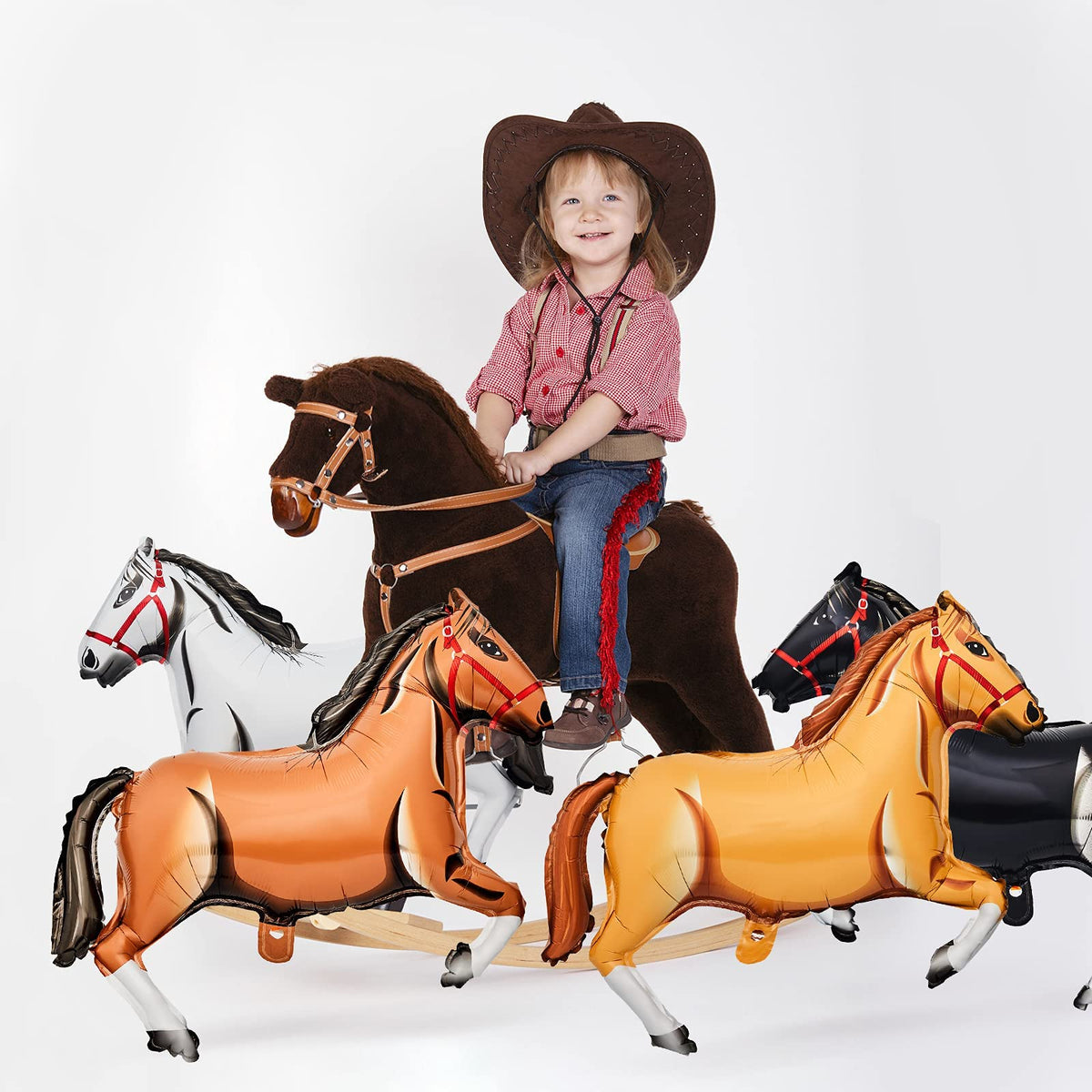 TERRIFI Horse Balloon Set - Horse-Shaped Balloons, Aluminum Foil, Themed Party Decorations for Birthday, Baby Shower, Cowboy Party, 8 Pieces, 30 Inches