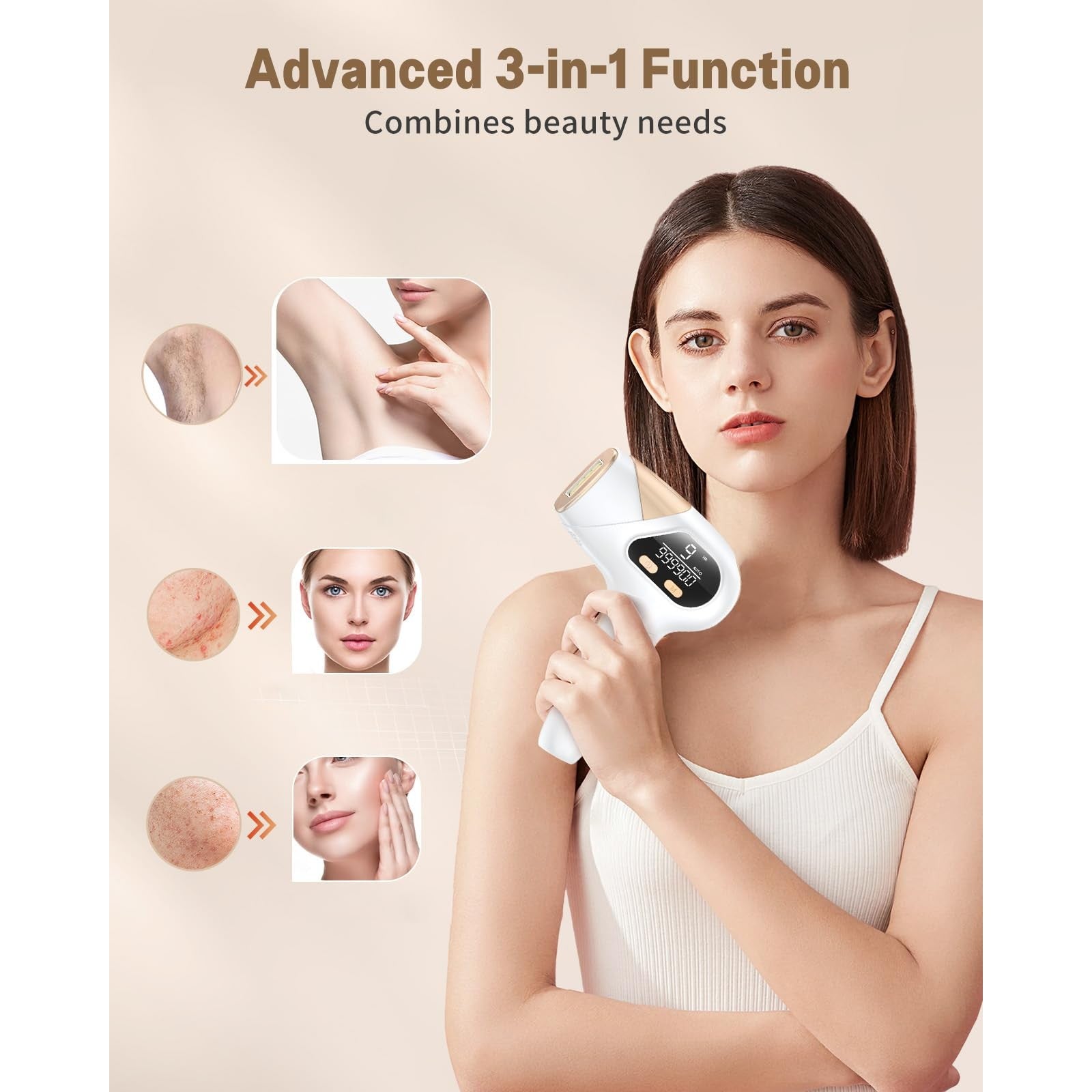 LYSMOSKI IPL Hair Removal Device, Laser Hair Removal for Women and Men, Painless Safe at-Home Hair Removal Device for Armpits Back Legs Arms Face Bikini Line - Medaid International