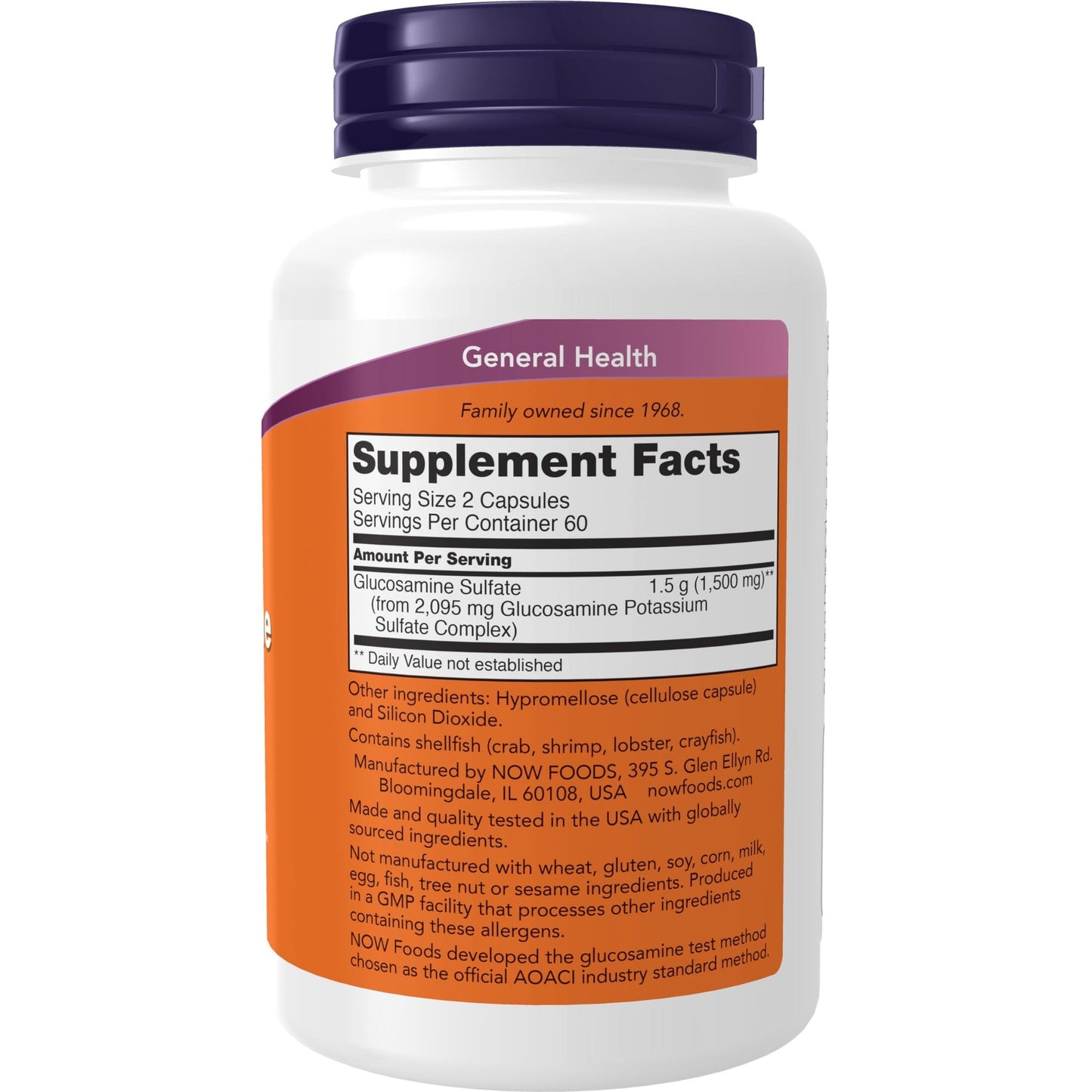 NOW Foods Supplements, Glucosamine Sulfate 750 mg, with UL Dietary Supplement Certification, 120 Veg Capsules - Medaid International