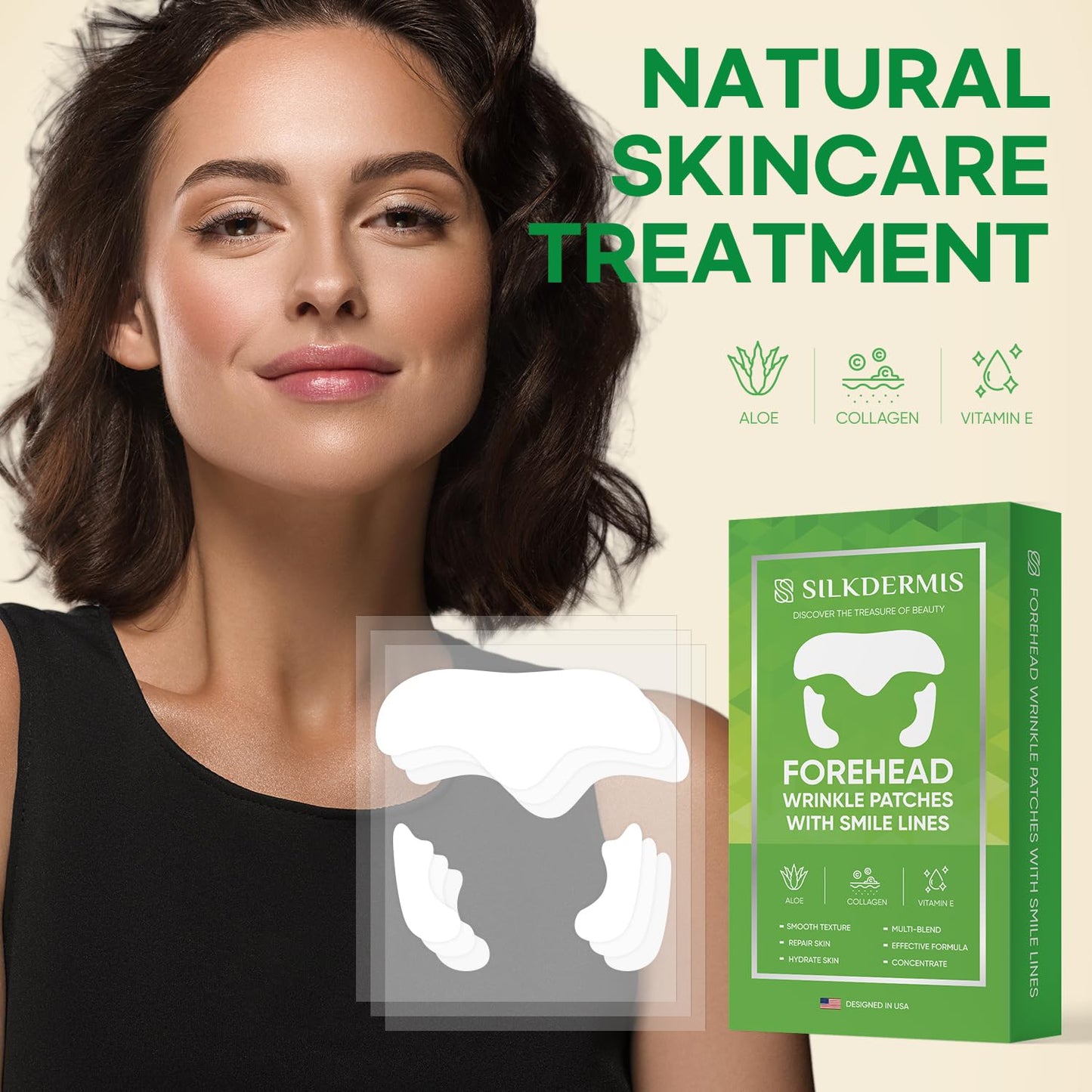 SILKDERMIS Forehead Wrinkle Patches 12Pcs with Smile Line Patches 24Pcs with Aloe, Collagen, Vitamin E, Forehead Wrinkles Treatment and Smile Lines Treatment - Medaid International