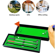 Golf Pen, Mini Golf Gift Set, Desktop Golf Ball Pen Gift, 3 Golf Clubs Pens with Balls and Flag