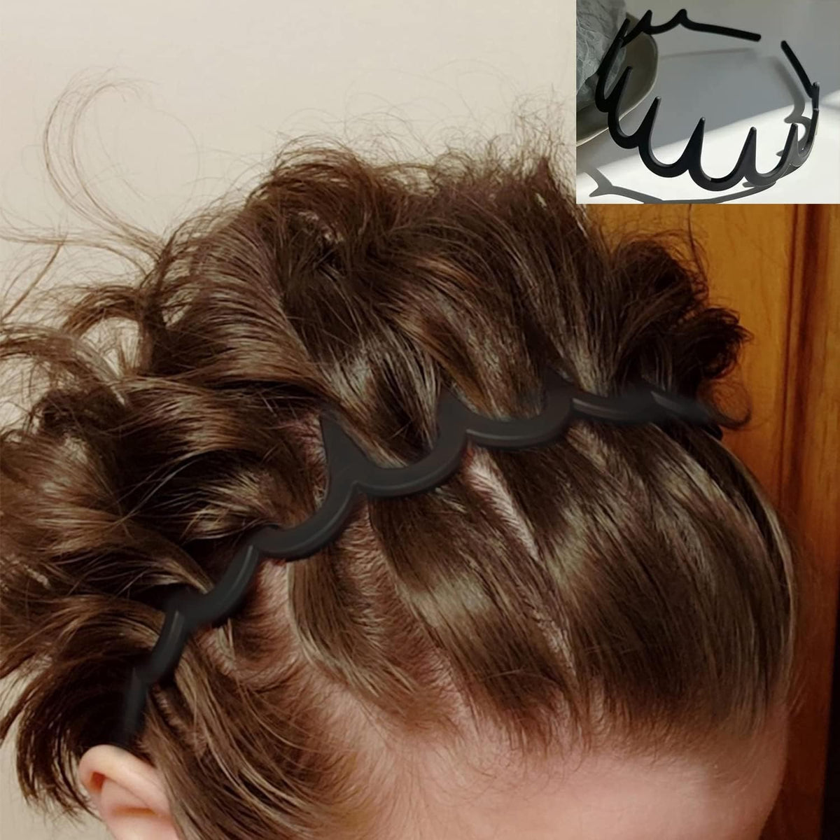 KASTWAVE Fashion No Slip Effortless Plastic Headbands, Teeth Comb Black Skinny Hair Bands for Women Men Teen Girls, Matte Black (8PCS)