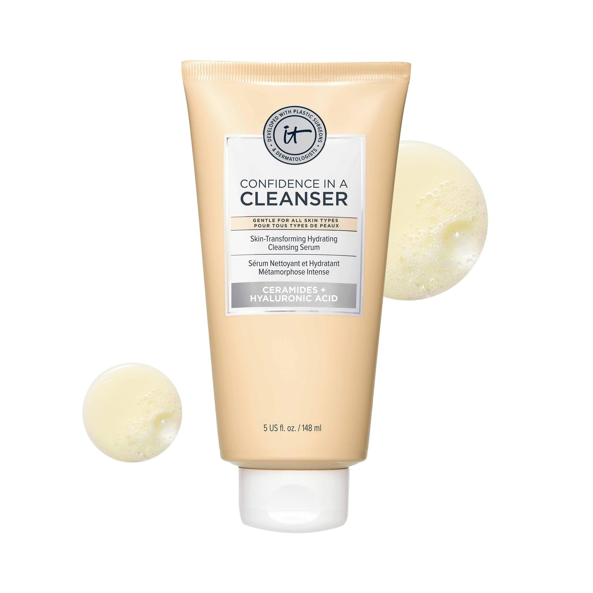 IT Cosmetics Confidence in a Cleanser - Hydrating Serum Foaming Face Wash With Hyaluronic Acid & Ceramides, Gentle Makeup Remover, Skin Barrier Support, Non-Stripping, Sulfate-Free - 5 fl oz - Medaid International