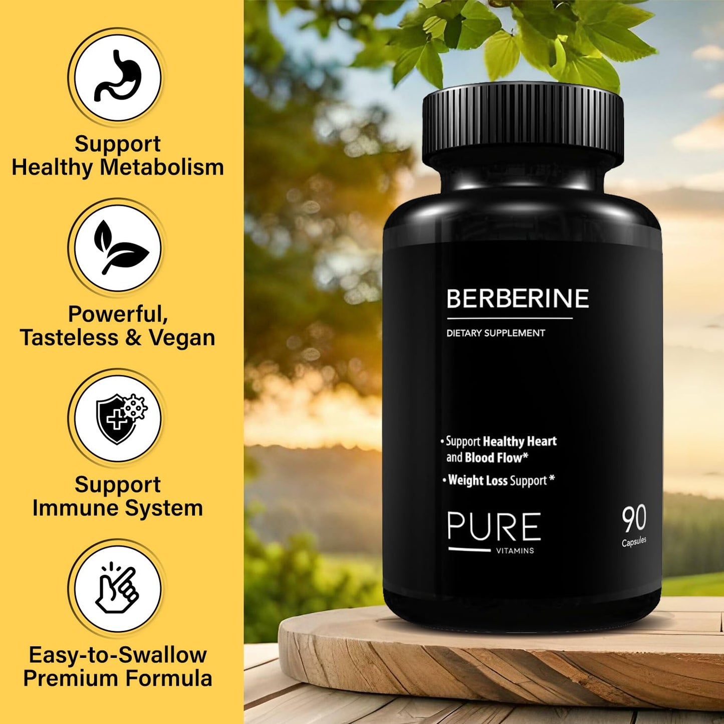 Ultra High Strength Berberine HCL 1200mg Supplements | 90 Vegan Capsules | Organic Berberine Supplement for Metabolic Support and Overall Health | Perfect for Men and Women - Made in USA - Medaid International