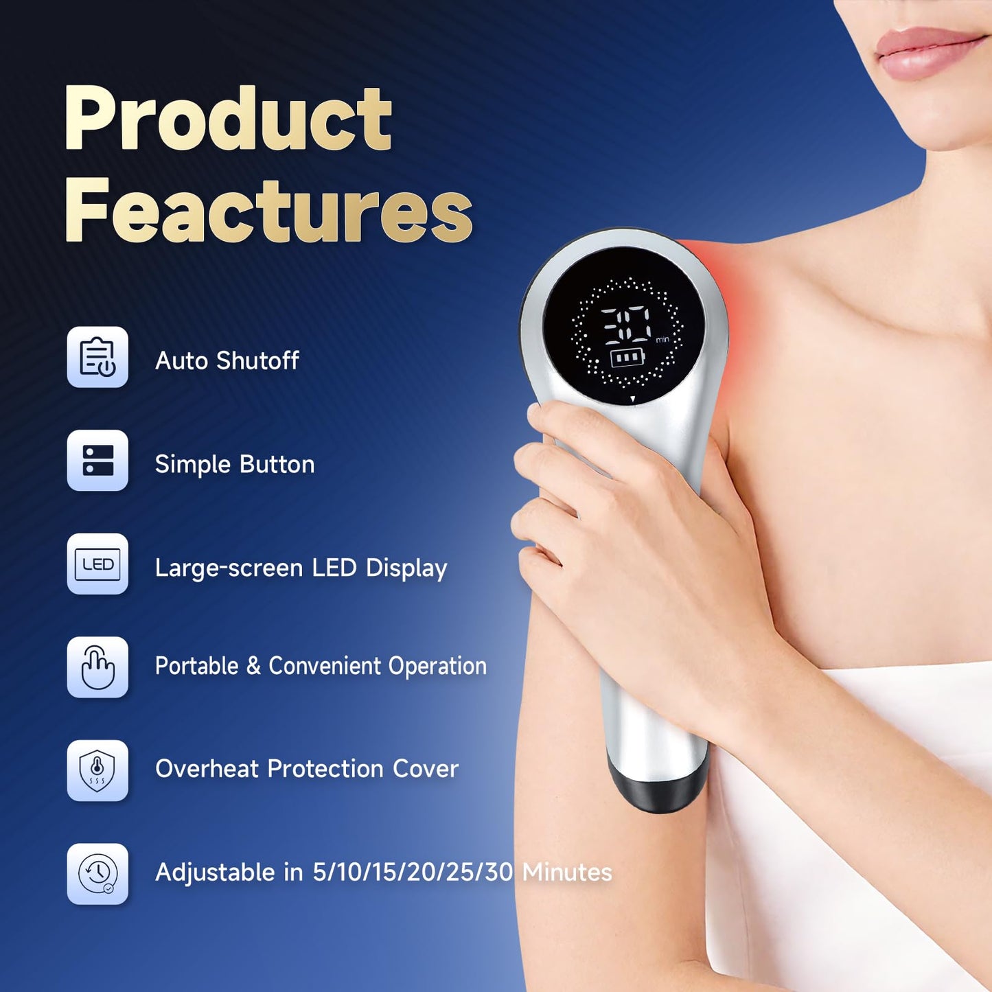 Infrared Red Light Therapy for Pet, Ariysah Cold Laser Therapy Device with Magnetic Cover, Home Handheld Light Therapy Device, Suitable for Body Pain Relief, Gifts for the Elderly(3*808nm+13*650nm) - Medaid International