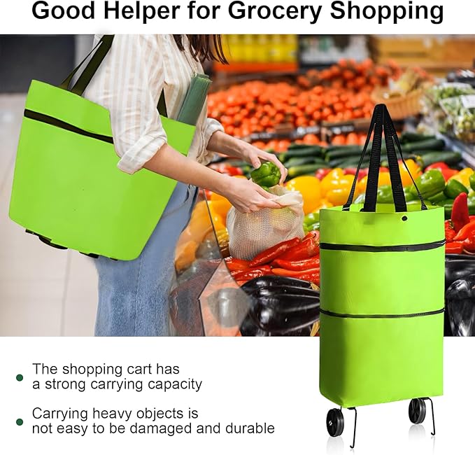 Collapsible Shopping Trolley Bag – Foldable Cart with Wheels
