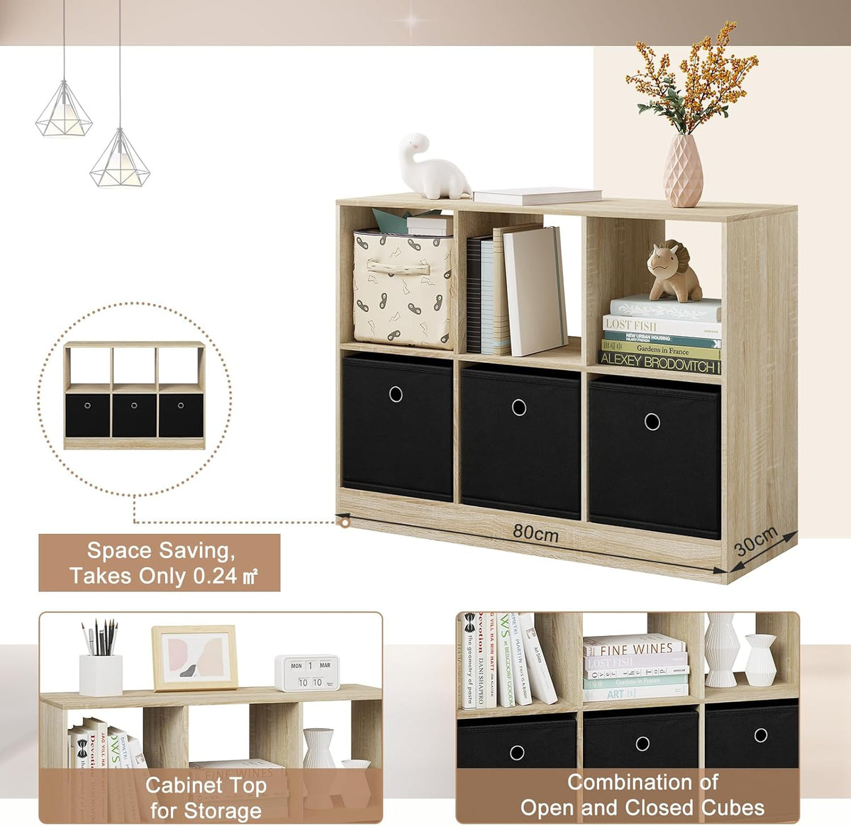 WOLTU Bookcase with 6 Cubes (SK033HEI)
